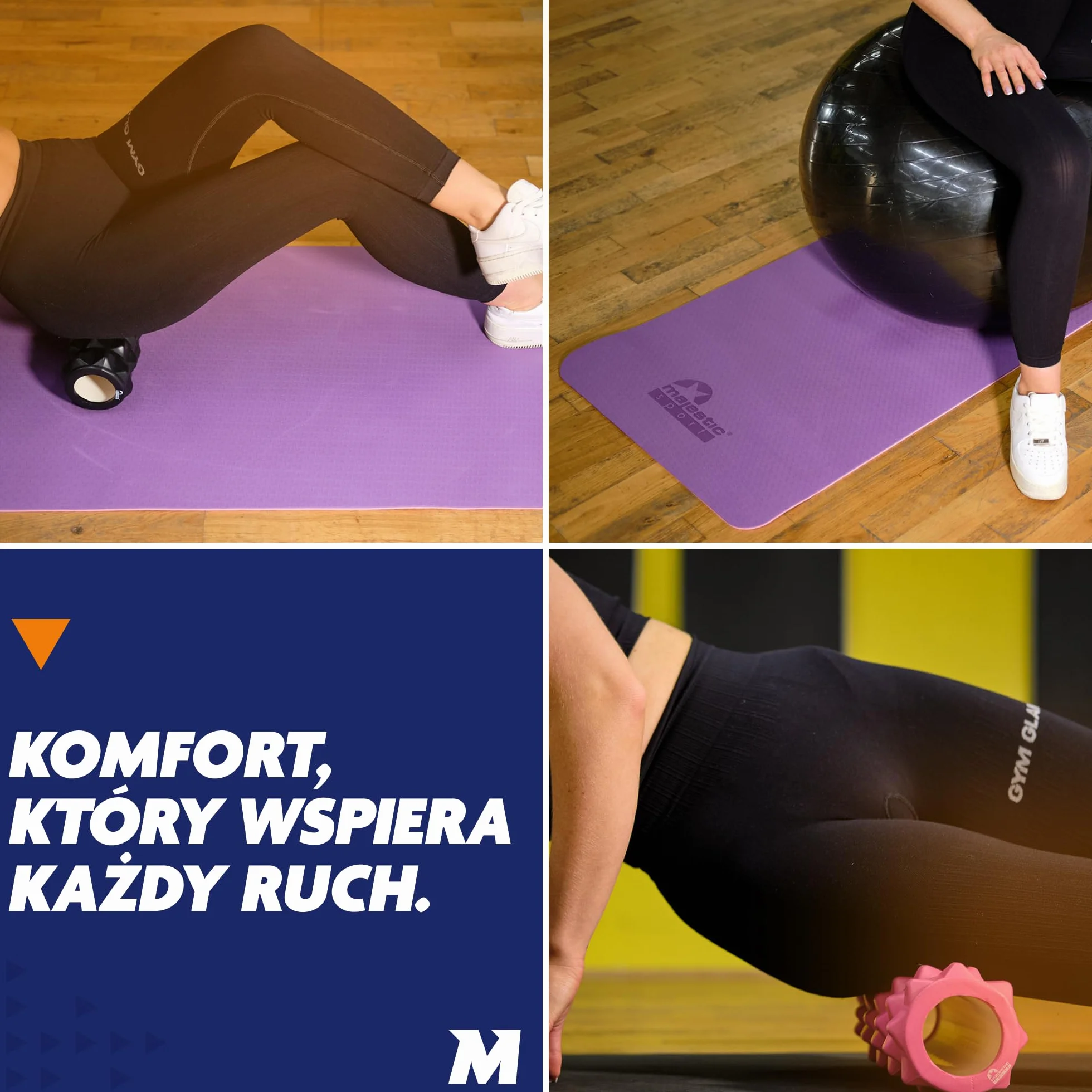 Mata do Ćwiczeń Majestic Yoga 183x61x0,6 cm Lekka Poręczna Niska Pamięć Kształtu Wytrzymała Wodoodporna Antypoślizgowa