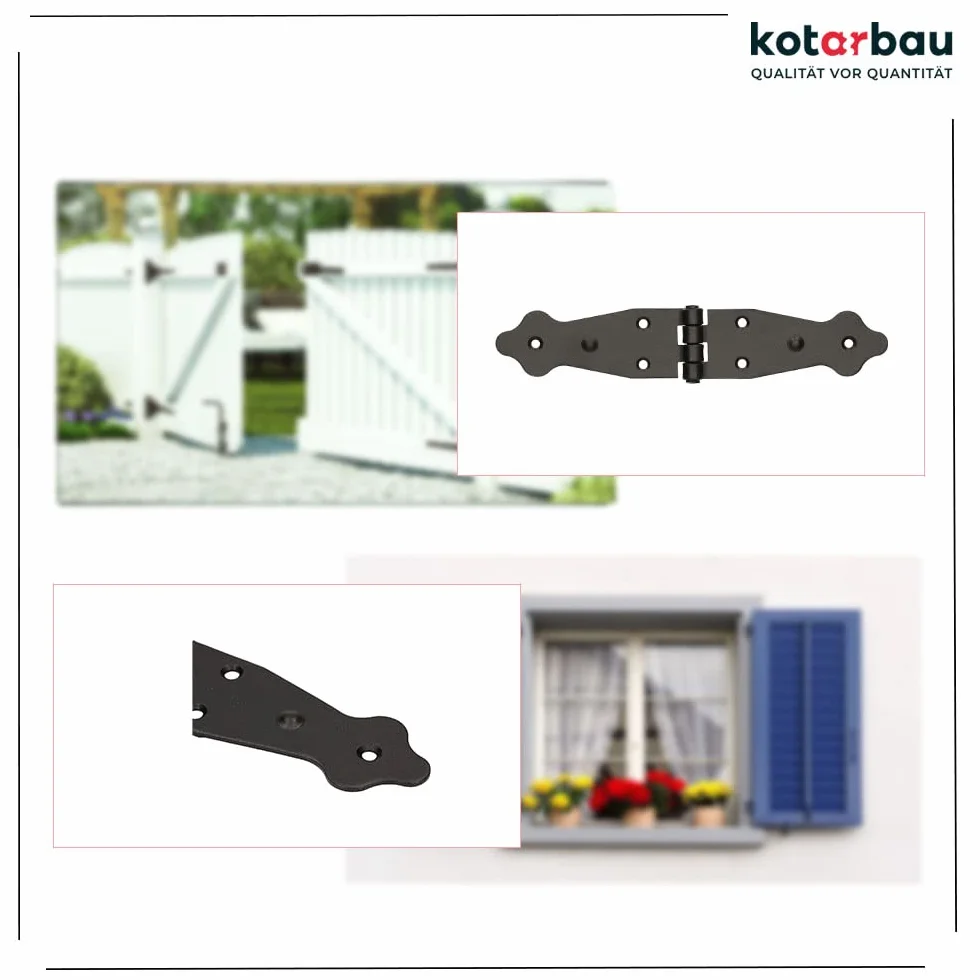 KOTARBAU® Zawias do skrzyni 190 x 35 mm Czarny powlekany proszkowo