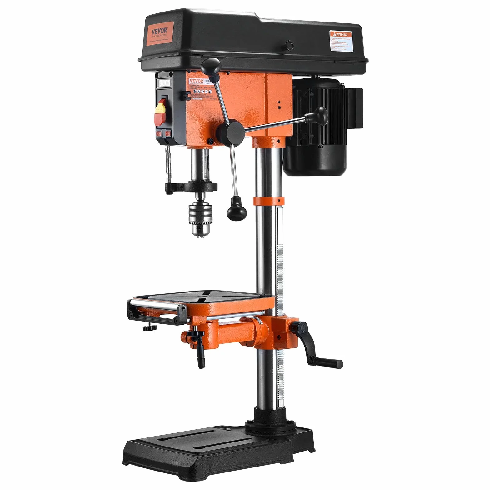 VEVOR Wiertarka kolumnowa 304,8 mm 750 W 440-2580 obr./min zmienna prędkość nachylenie 0-45° LED wiertarka do drewna metalu