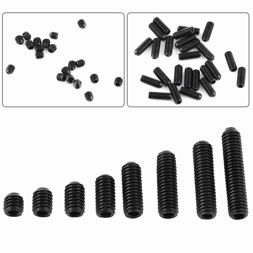 200 Stück M3 Kohlenstoffstahl Hex Madenschrauben Set Cup Punkt Maschine Verschluss