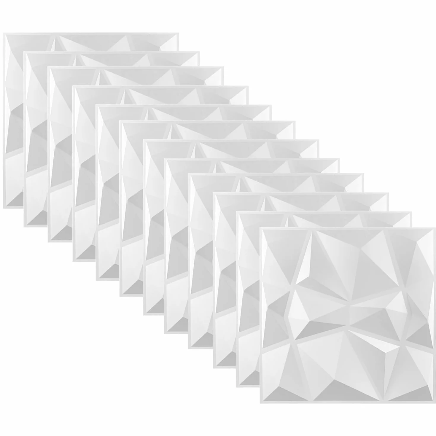 Panele ścienne 3D 30x30 cm matowe białe diamentowe PCV do dekoracji salonu sypialni łazienki
