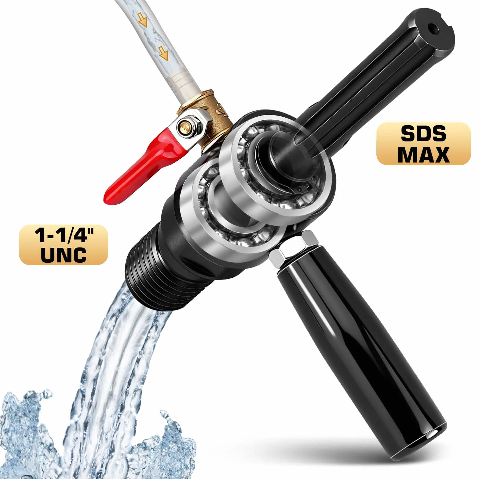 XIIW Adapter SDS-Max 1 1/4" UNC do Wiertarki Rdzeniowej z Pompą 4 m i Wężem, Automatyczne Wtryskiwanie Wody, 42CrMo4, Wiertło Diamentowe
