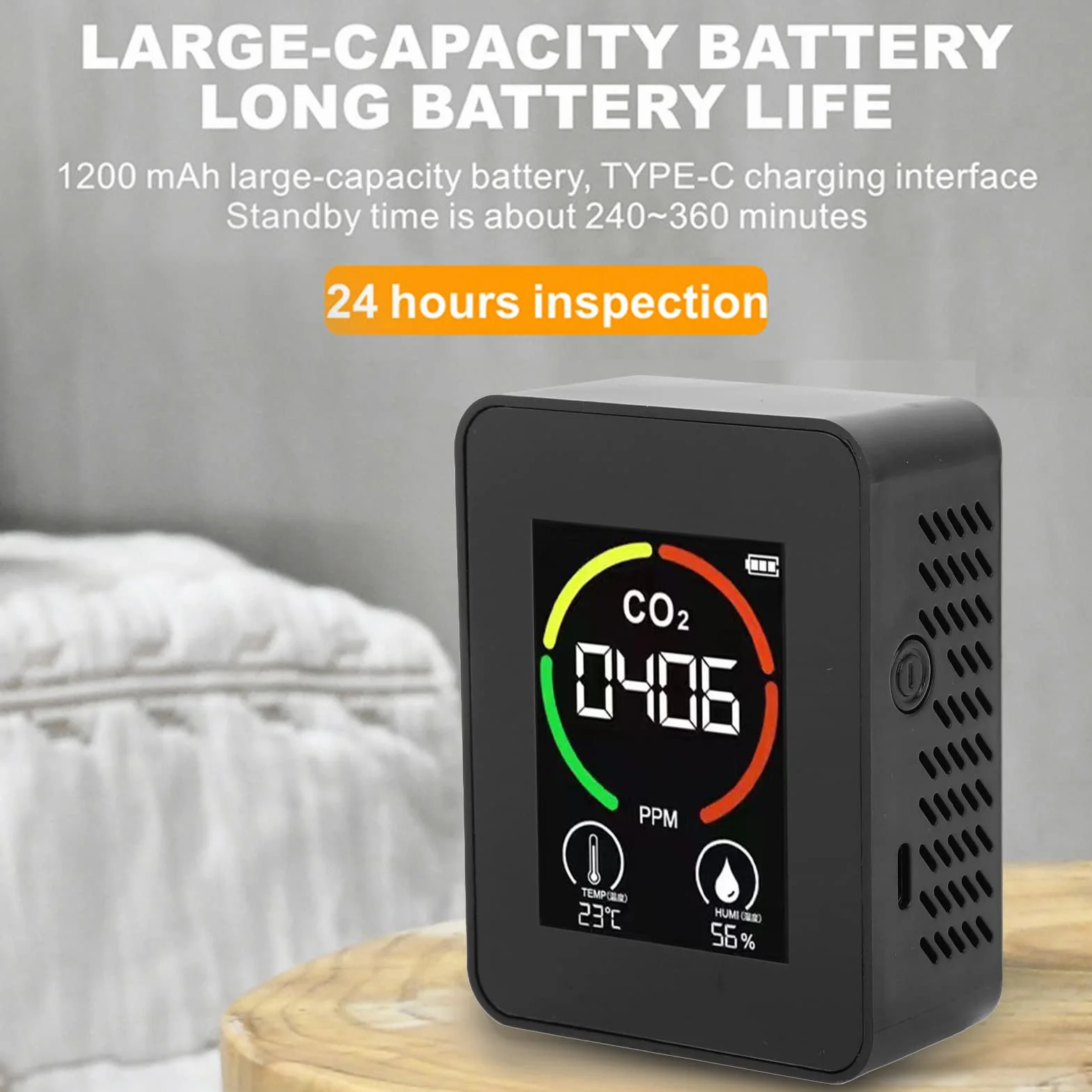 Detektor jakości powietrza 3 w 1 CO2 monitor temperatury i wilgotności TVOC USB