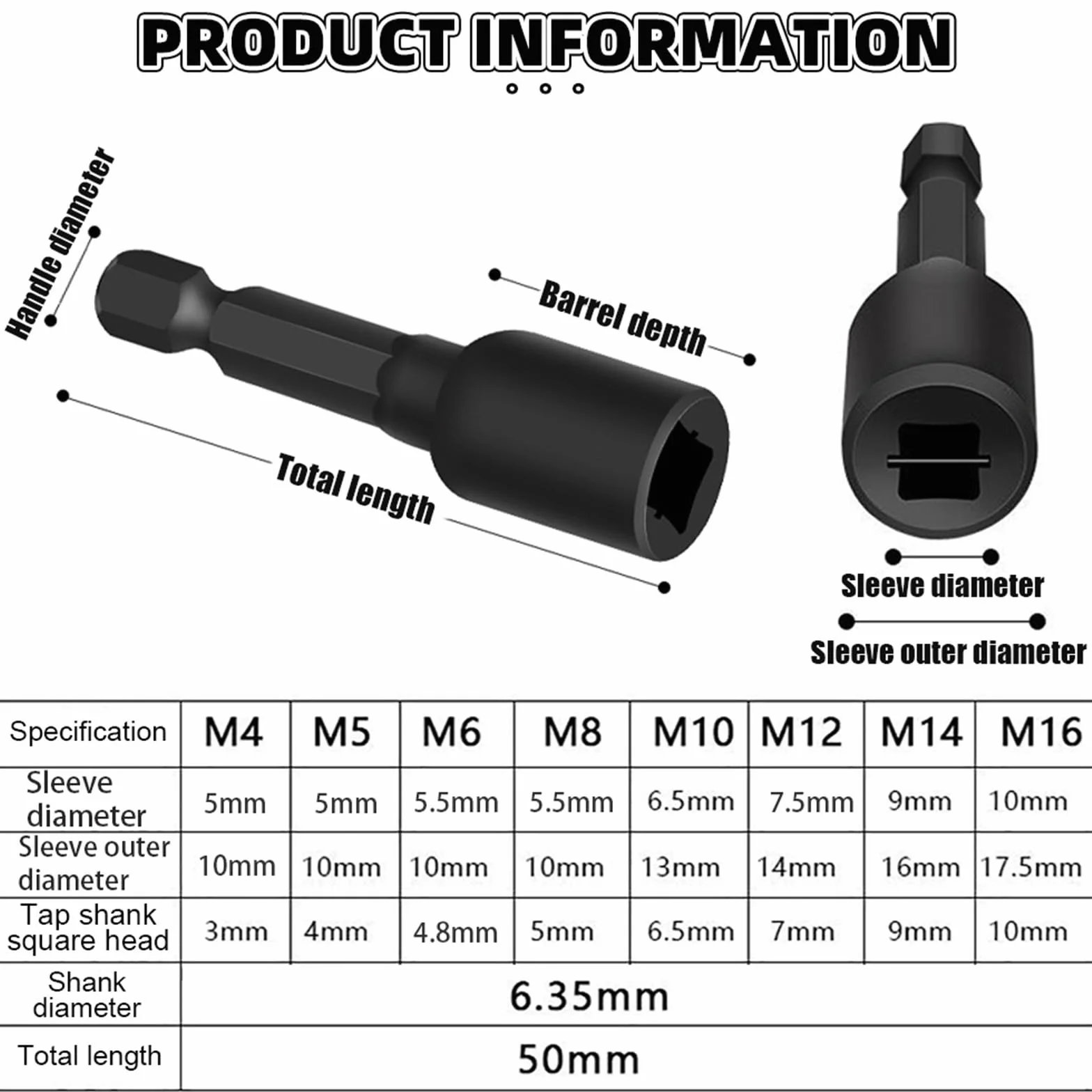 M4-M16 gwintownik Die Adapter gniazda 1/4 cala uchwyt sześciokątny metryczny do wiertarki M14