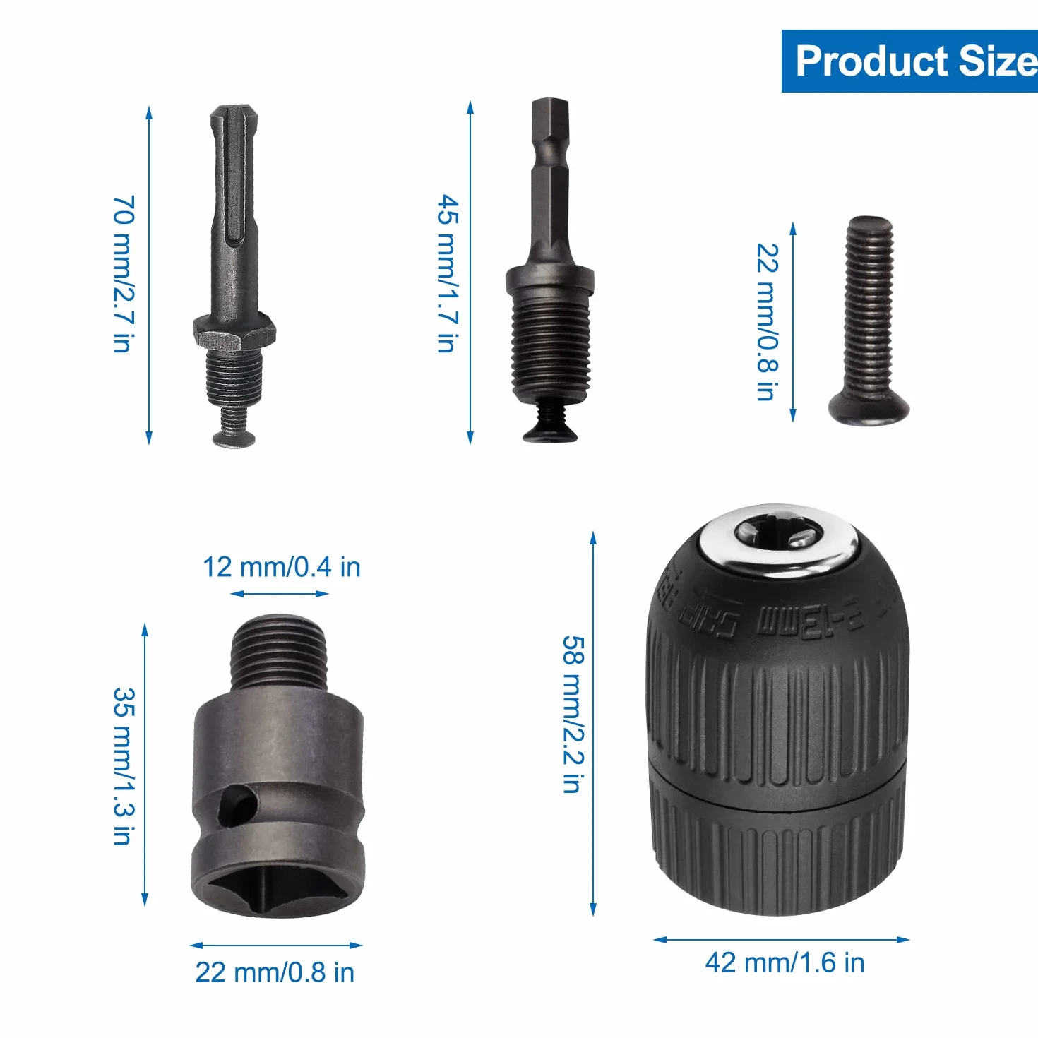 5 sztuk szybkomocujących uchwytów wiertarskich, adapter SDS Plus, trzpień sześciokątny 2-13 mm 1/2