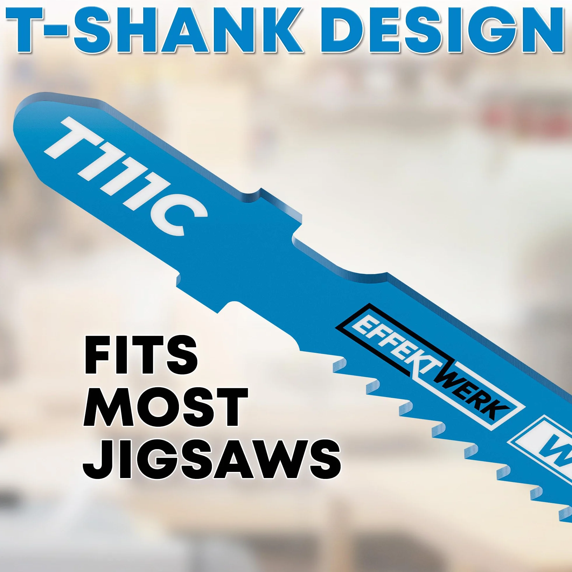 Heavy-Duty Carbide Jigsaw Blade Set, T-Shank Saw Blades for Wood with Storage Case