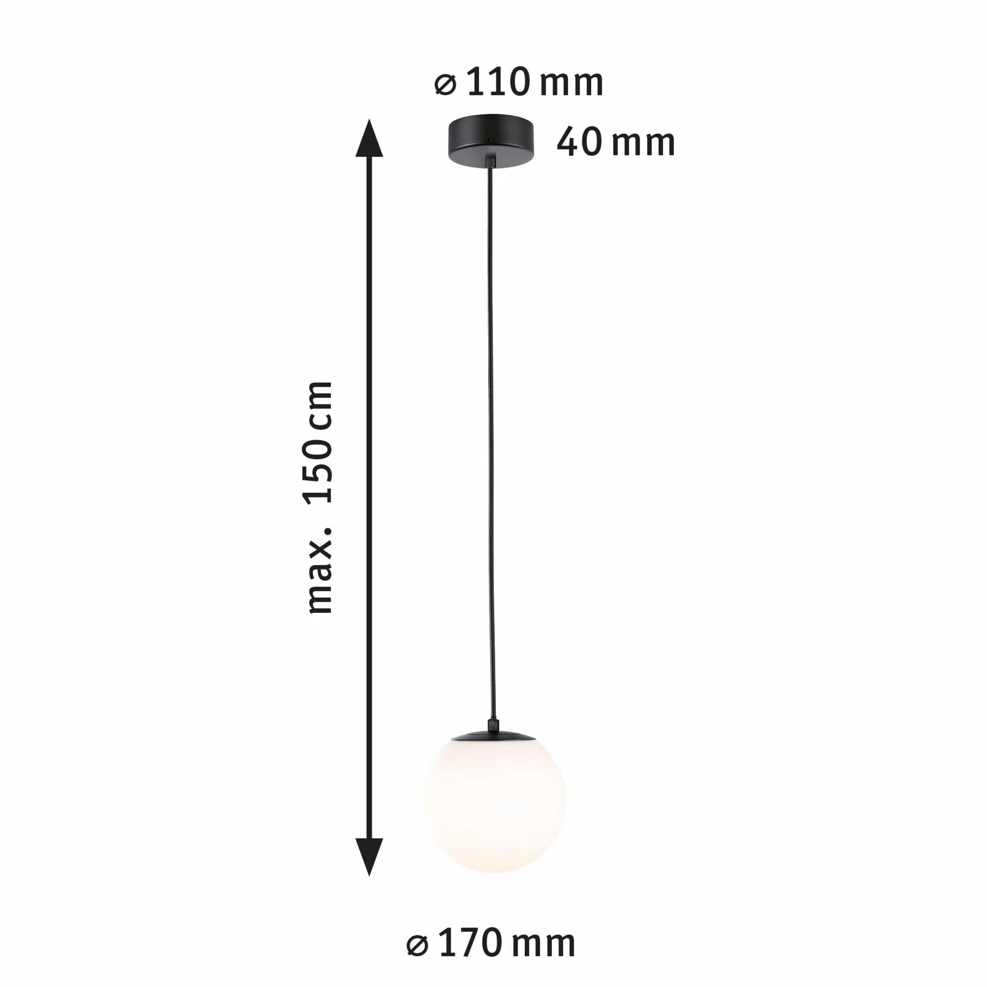 Paulmann 71073 LED lampa wisząca Selection Bathroom Gove IP44 9W czarny matowy