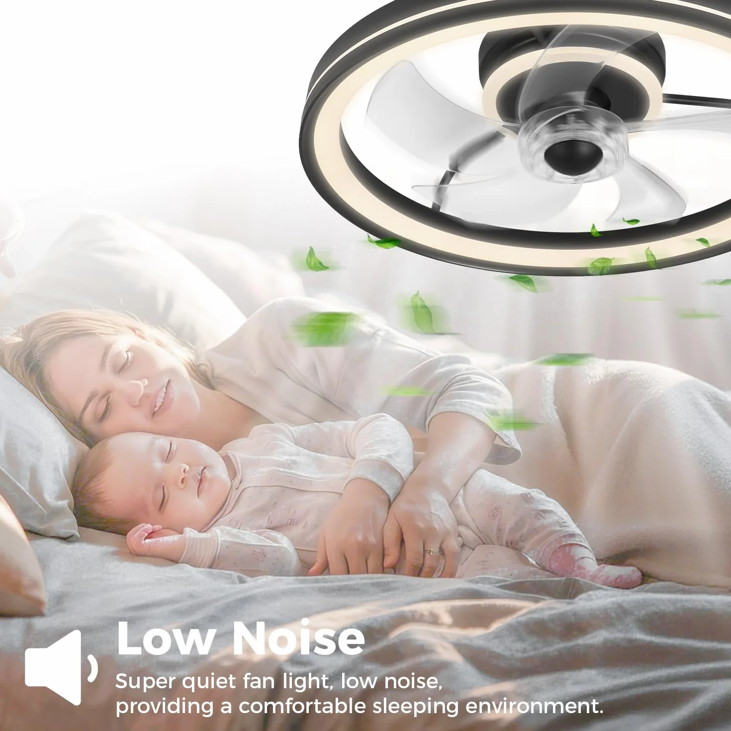 Omdekor Wentylator sufitowy LED 48 cm 3 temperatury barwowe 6 prędkości pilot zdalnego sterowania cichy