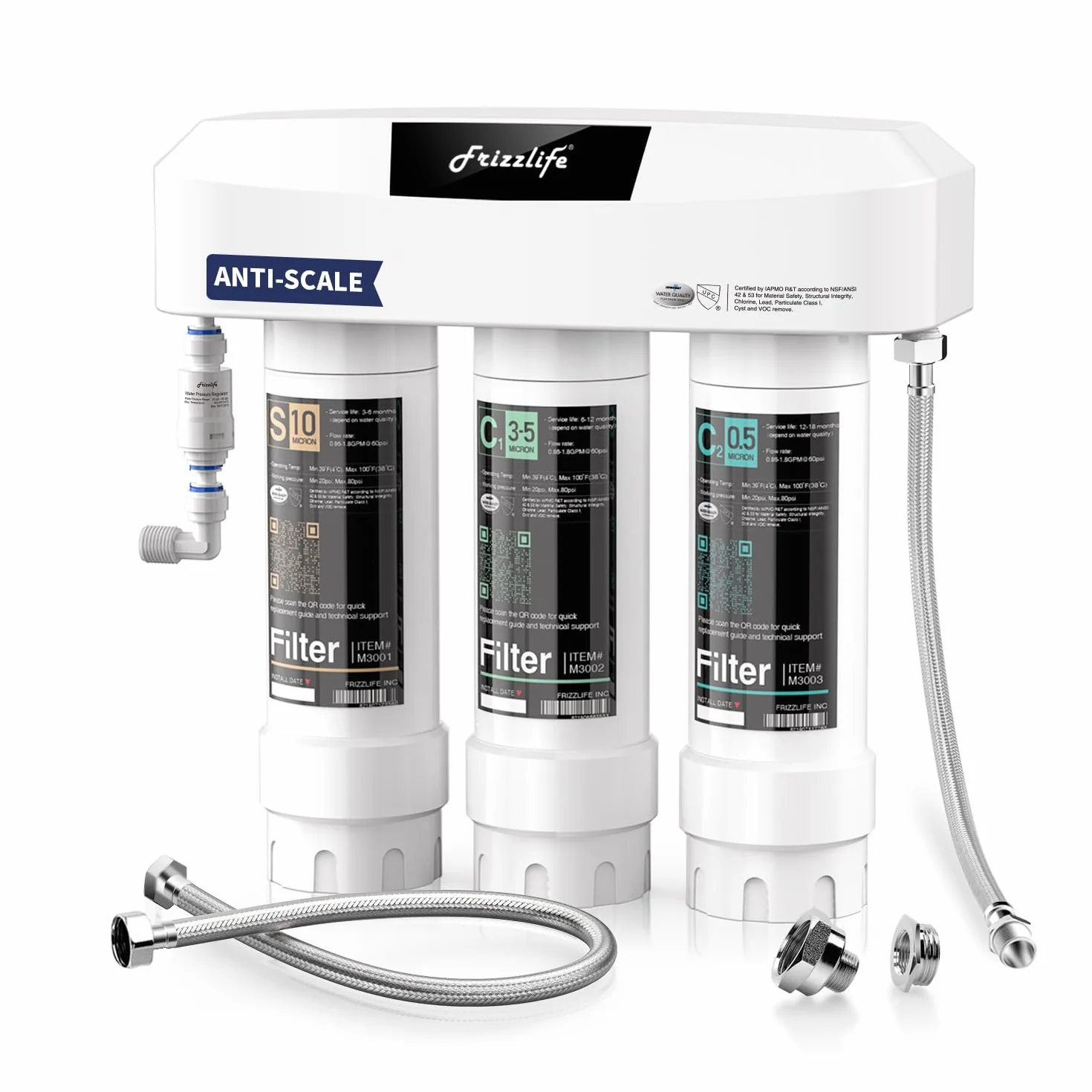 Frizzlife SK99 podszafkowy system filtracji wody, 3-stopniowy filtr 0,5 mikrona, certyfikat NSF/ANSI 42&53