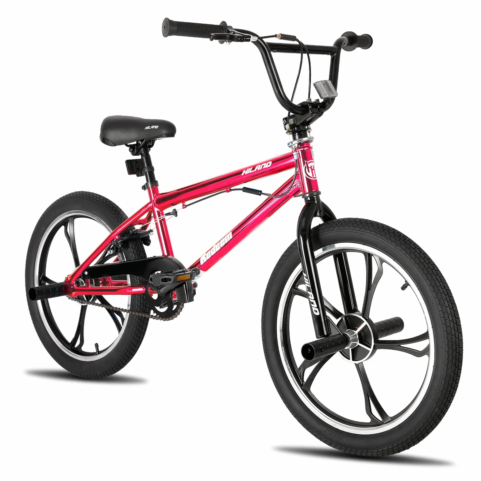 Hiland rower dziecięcy BMX 20", 3, 5 szprych, dla chłopców i dziewczynek w wieku od 7 do 13 lat, freestyle 360 stopni, 4 pegi, rower BMX