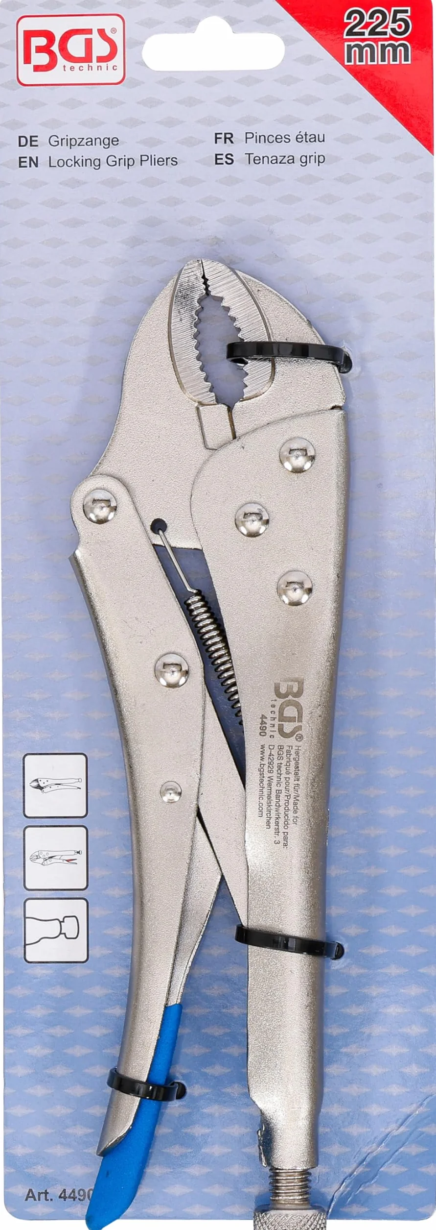 BGS 4490 Szczypce samozaciskowe 225 mm z winylową dźwignią zwalniającą