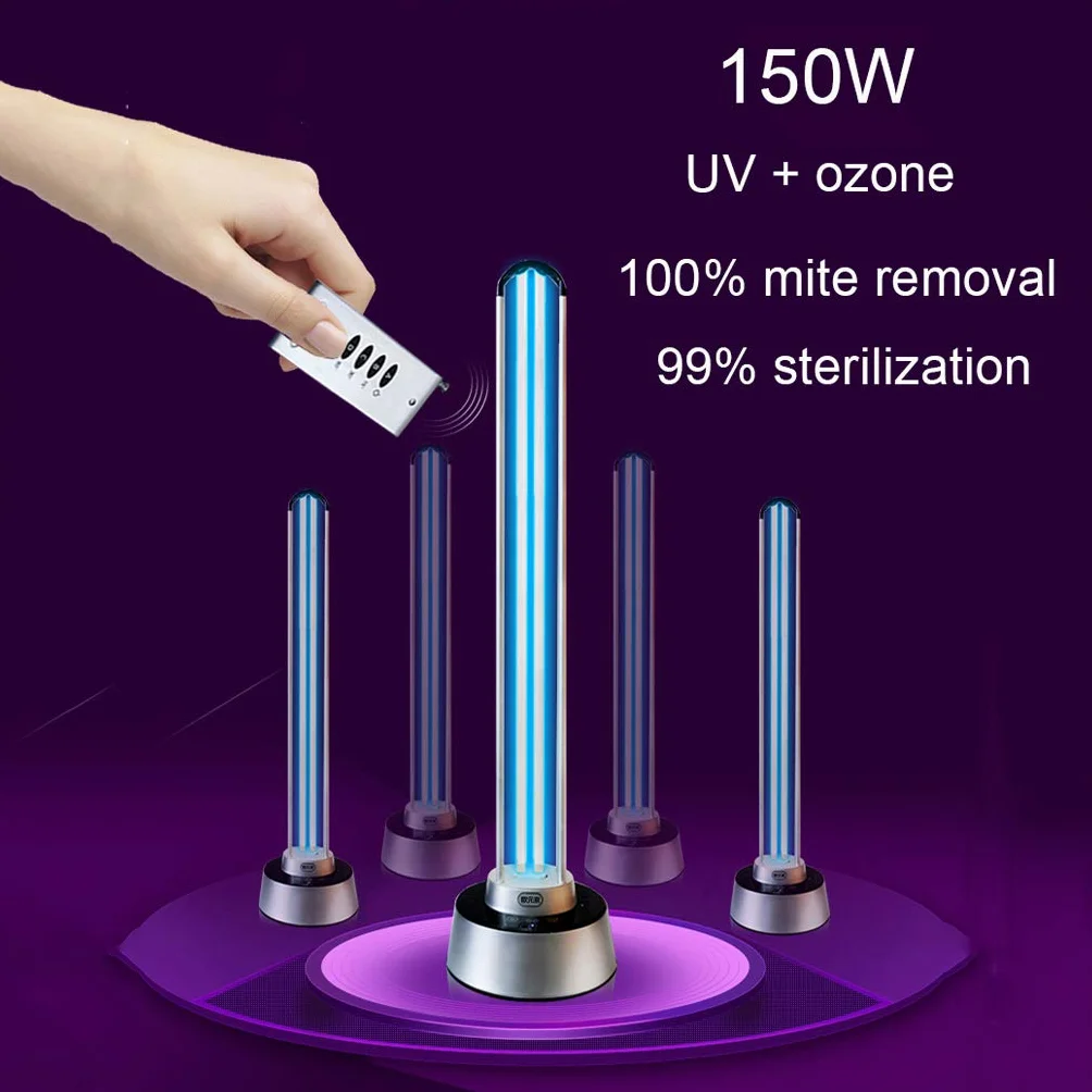 HYLR Lampa UV 150 W – przenośna lampa bakteriobójcza z pilotem zdalnego sterowania, sterylizacja ultrafioletem, do 200 m² zabija 99,9% bakterii wirusowych czynników chorobotwórczych