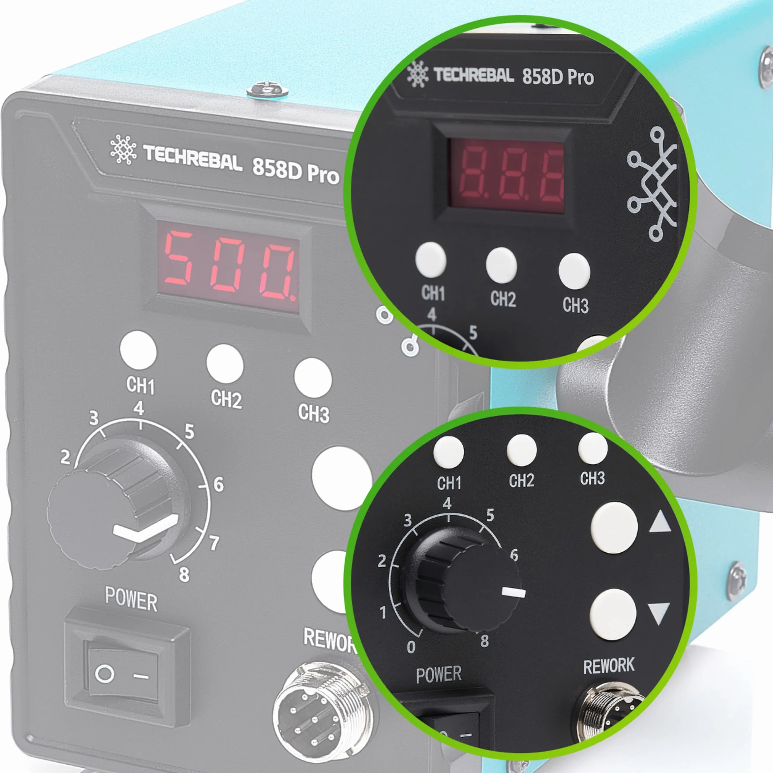 Stacja Lutownicza Hot-Air 700W TECHREBAL 858D Pro Lutownica Grotowa Kolba Gorące Powietrze