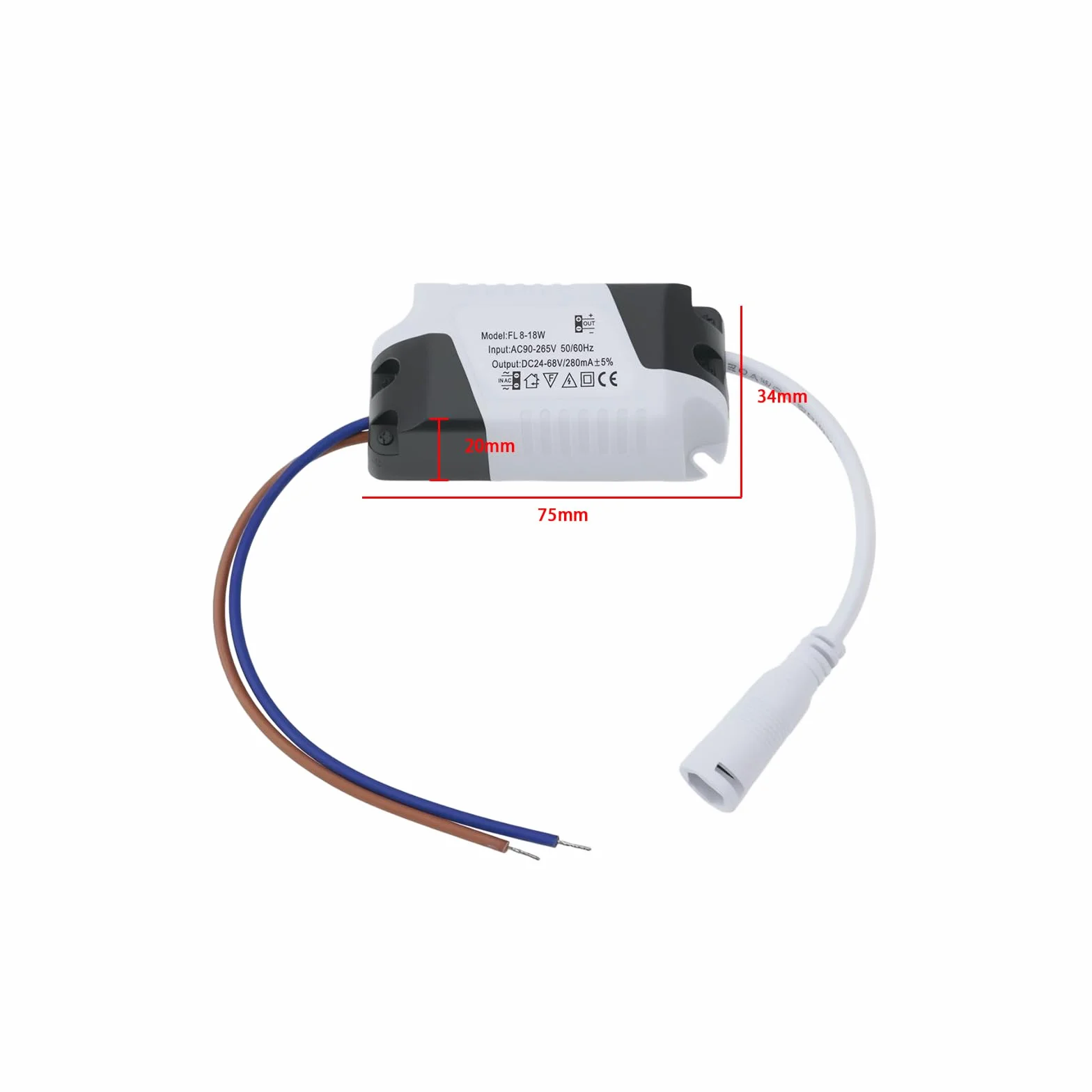 EMSea Zasilacz panelowy LED 8-18 W 24-86V 280mA 75x34x20mm do reflektora sufitowego