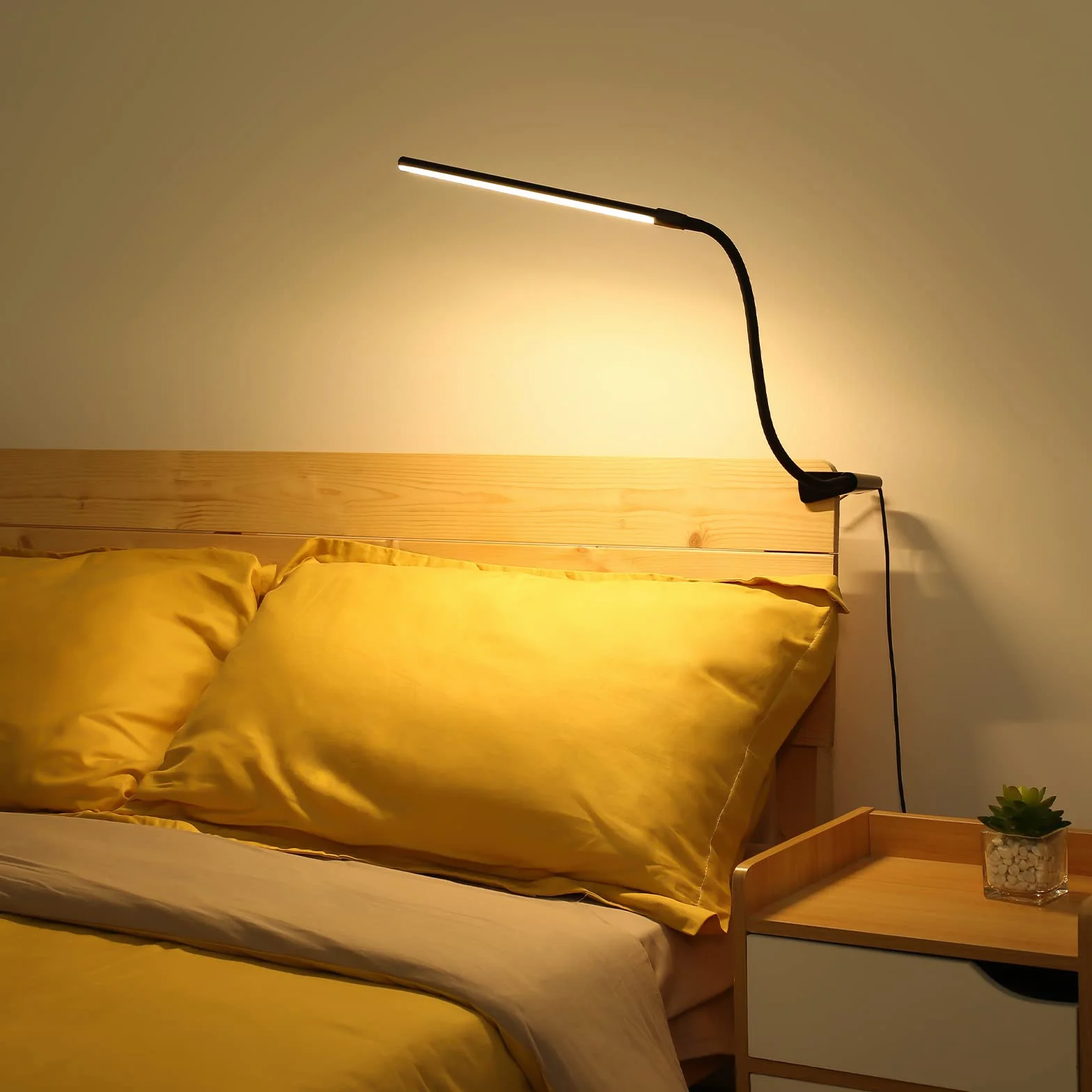 Lepro Lampa biurkowa LED zaciskowa z ramieniem obrotowym, ochrona oczu, USB, 3 kolory 10 poziomów jasności, czarna