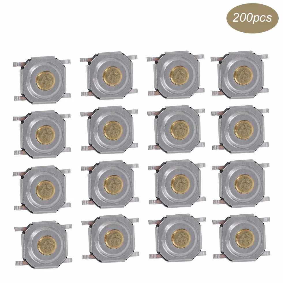 Dotykowy wyłącznik przyciskowy mosiężna głowica SMD 4 mm x 4 mm x 1,5 mm 0-440 V 4-biegunowy 200 sztuk
