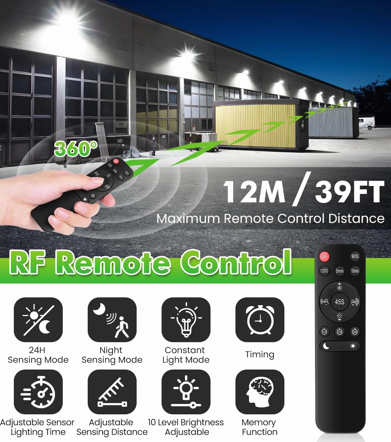 CLY Reflektor LED 42 W z czujnikiem ruchu, pilot zdalnego sterowania, 3600 lm, 6500 K, zimna biel, reflektor zewnętrzny z regulowanymi 3 głowicami, IP66, wodoszczelny, do garażu, tarasu