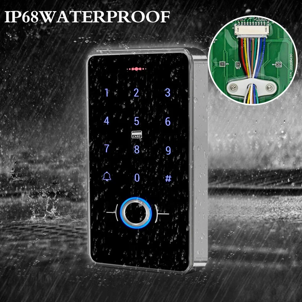 FTSTech Zewnętrzna klawiatura dotykowa z odciskiem palców IP68 Wiegand 26-bit 13,56 MHz 10 pilotów IC