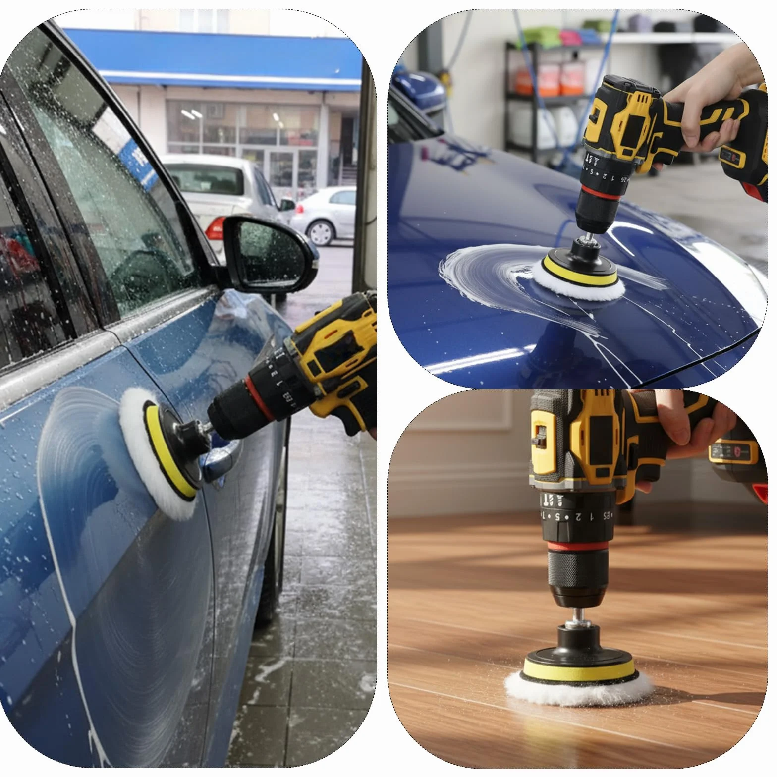 Tarcza polerska do szlifierki kątowej zestaw z wełną baranią 6 gąbek adapter M10