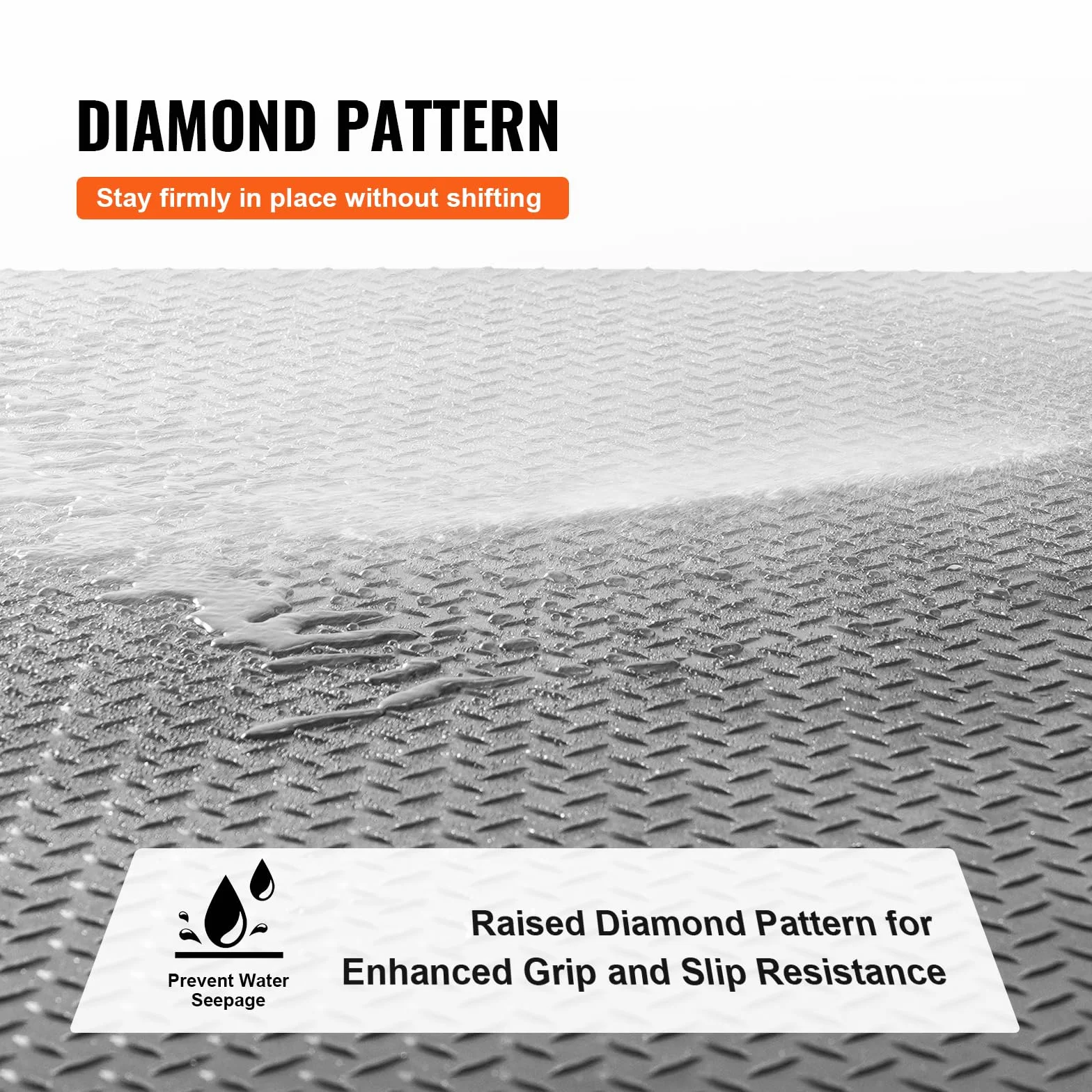 VEVOR Gumowa mata podłogowa z diamentową płytą 3 mm x 1,2 m x 4,6 m SBR czarna do garażu