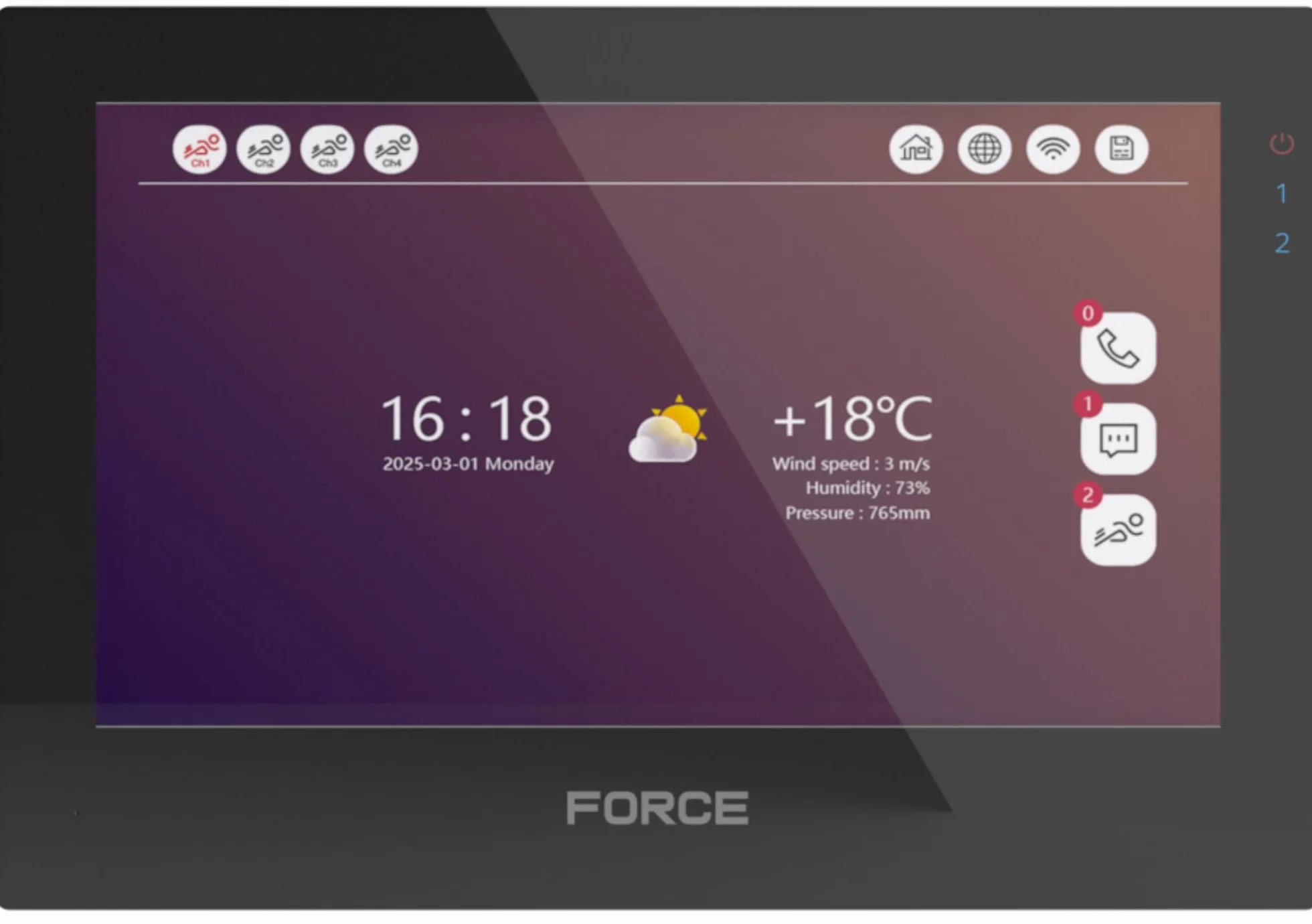 WIDEODOMOFON FORCE PRIMA 7" CZARNY FULL HD CZYTNIK BRELOKI BRAMA FURTKA