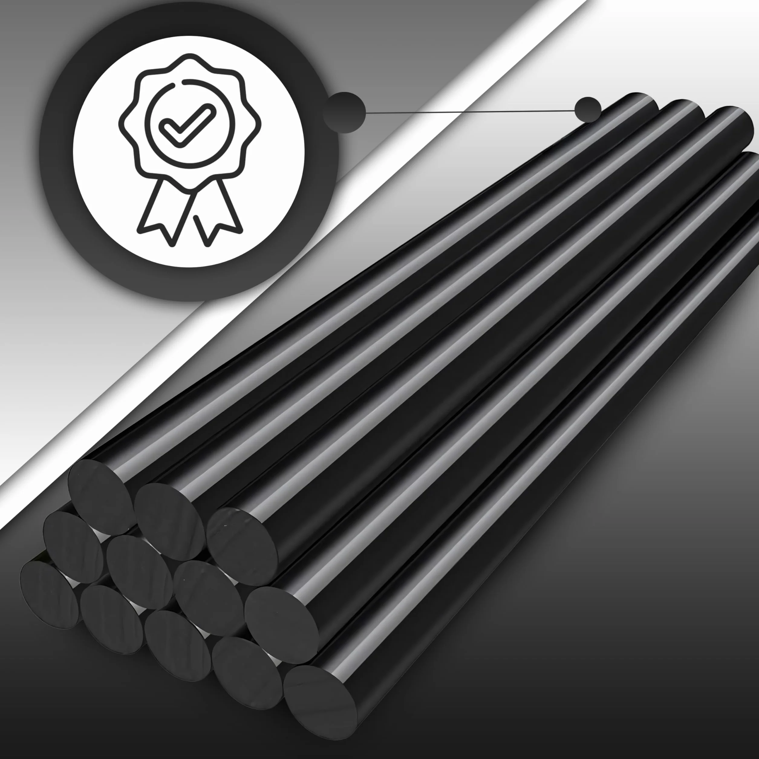 Retoo Pałeczki do klejenia na gorąco 11 mm x 200 mm 46 sztuk czarne do pistoletu