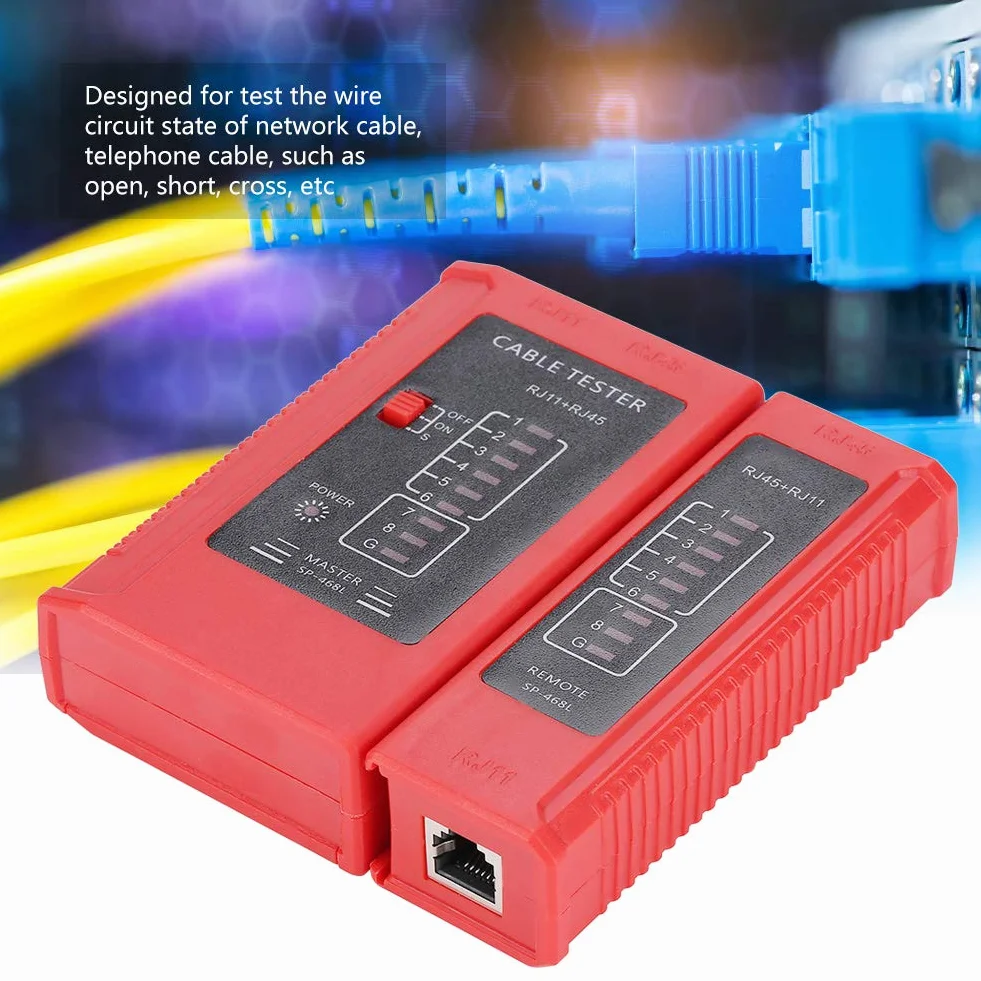 Tester kabli sieciowych Akozon WZ-468 RJ45 RJ11 Ethernet Narzędzie do testowania sieci LAN
