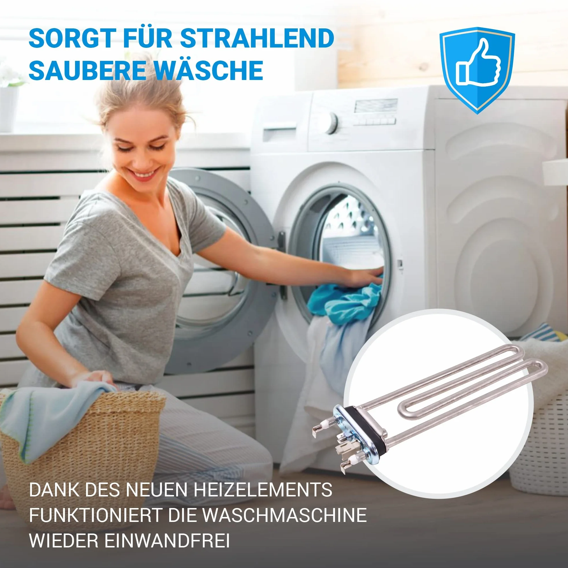VIOKS Element grzejny 230 V 1950 W zamiennik do AEG 1327242416 3792301008 IRCA 6295134R – grzałka pralki z zabezpieczeniem termicznym i gumową uszczelką do pralki AEG Lavamat uva