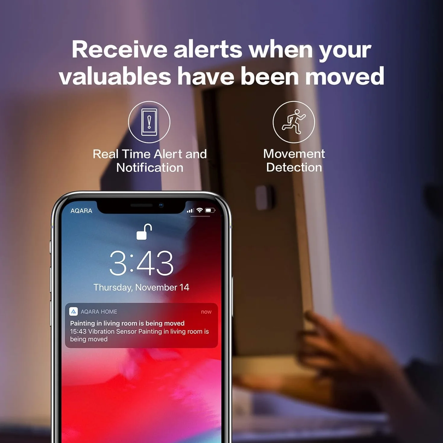 Aqara Czujnik Wibracji, Bezprzewodowy, Zigbee, Kompatybilny z Apple HomeKit, IFTTT