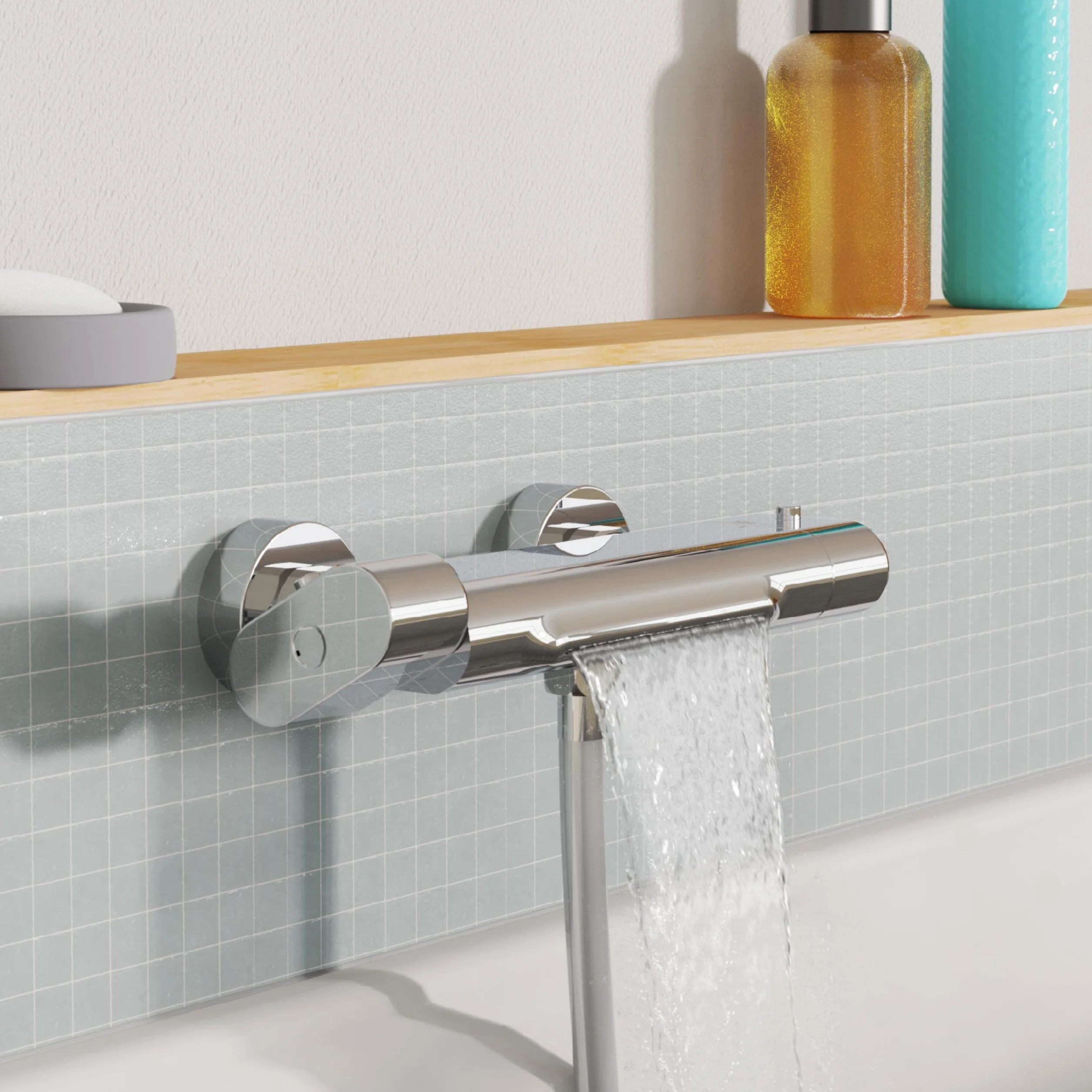 EISL Bateria wannowa CARNEO termostatyczna chrom 38°C blokada bezpieczeństwa wylot wodospadu