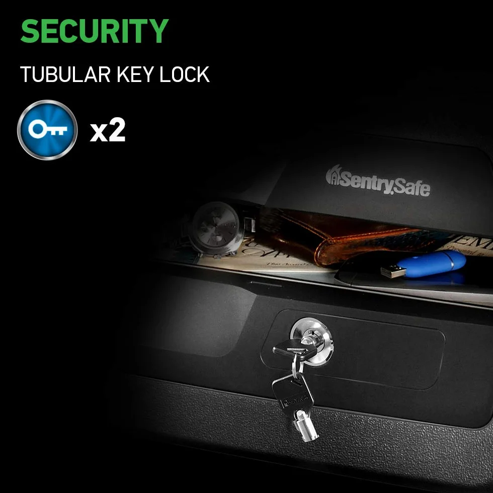 Sentry Safe CHW30220 sejf ognioodporny wodoodporny z zamkiem na klucze 18 x 40 cm szary czarny