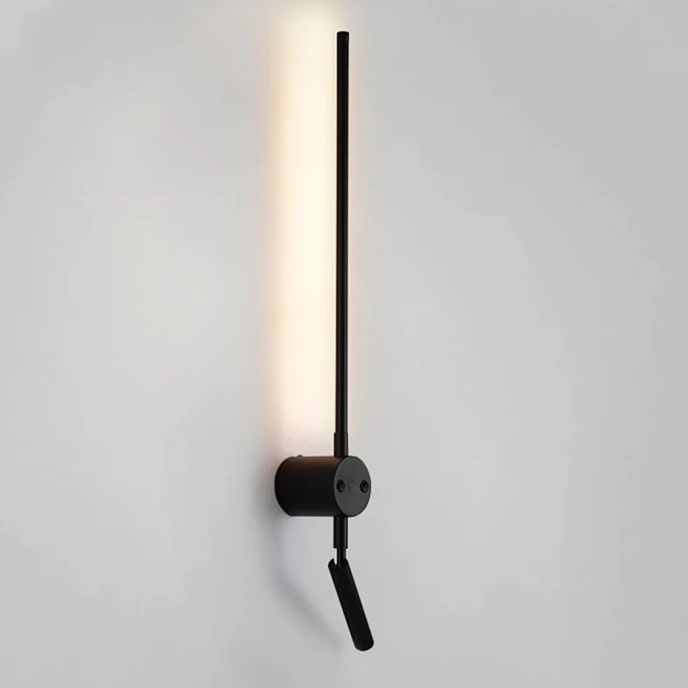 Kinkiety ścienne liniowe długie diody LED czarne dekoracje wewnętrzne montaż ścienny lampa oprawa z 1 podkładką ścienną obrotowy reflektor do czytania nowoczesne aluminiowe kinkiet