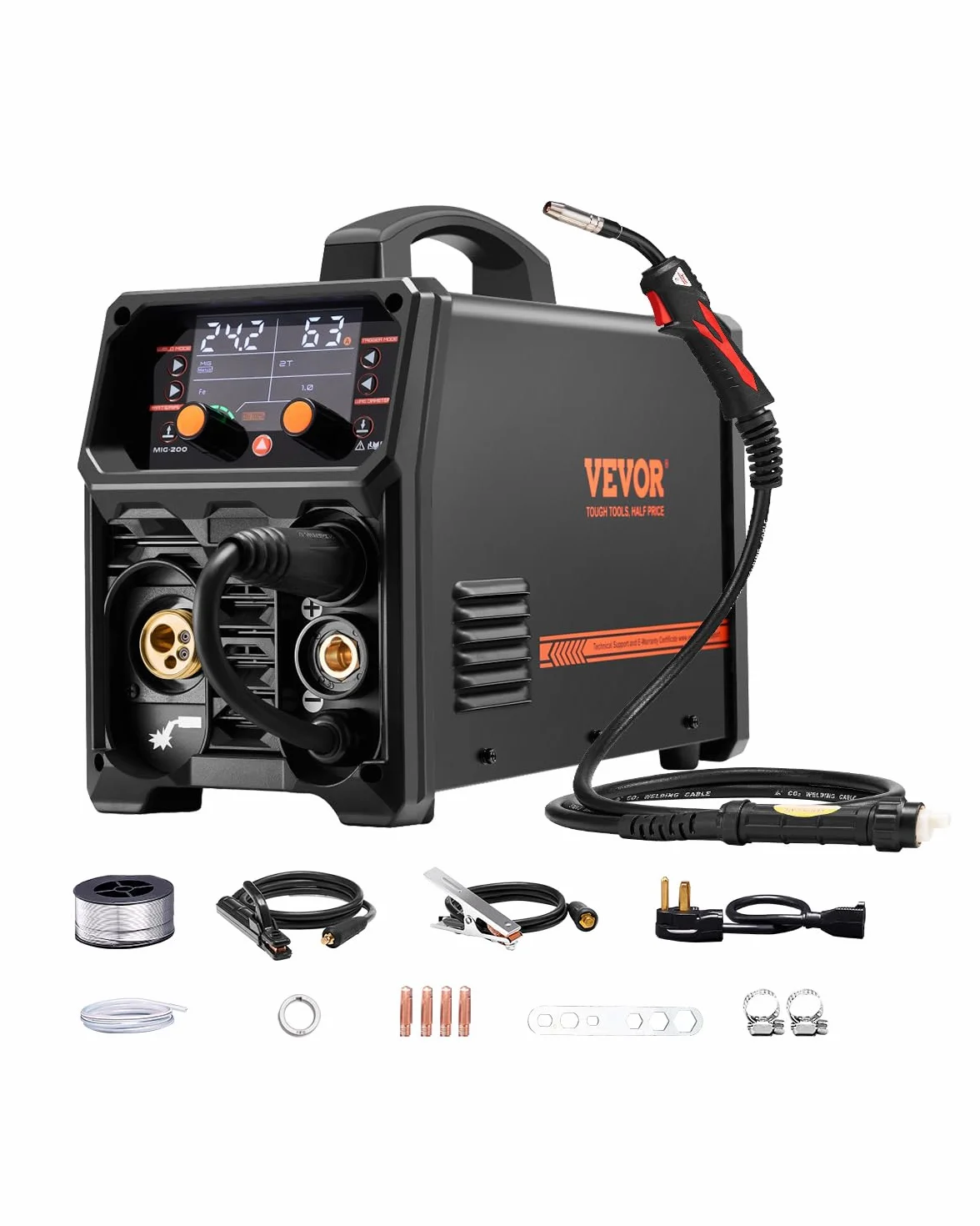 VEVOR Spawarka MIG 200 A Synergiczna 4 w 1 MMA Lift TIG Inwerter IGBT Wyświetlacz LCD