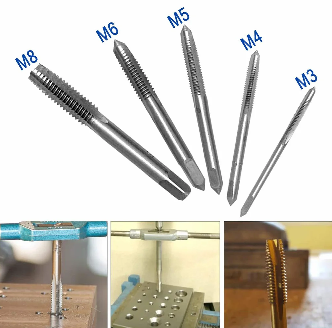 Regulowany klucz gwintowany w kształcie litery T HSS grzechotka z 5 rozmiarami gwintów M3-M8 3-8 mm