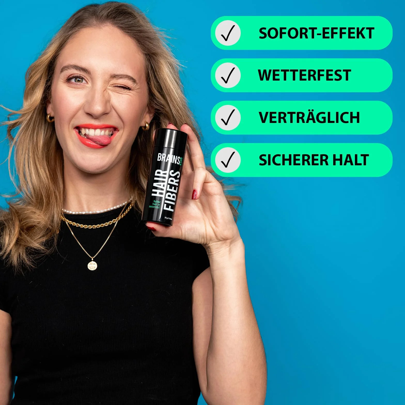 Brains & Son Produkt w proszku do zagęszczania włosów z natychmiastowym efektem, do zastosowania w przypadku zakoli, wypadania włosów i przerzedzonych włosów, puder do włosów, 25 g (siwy)