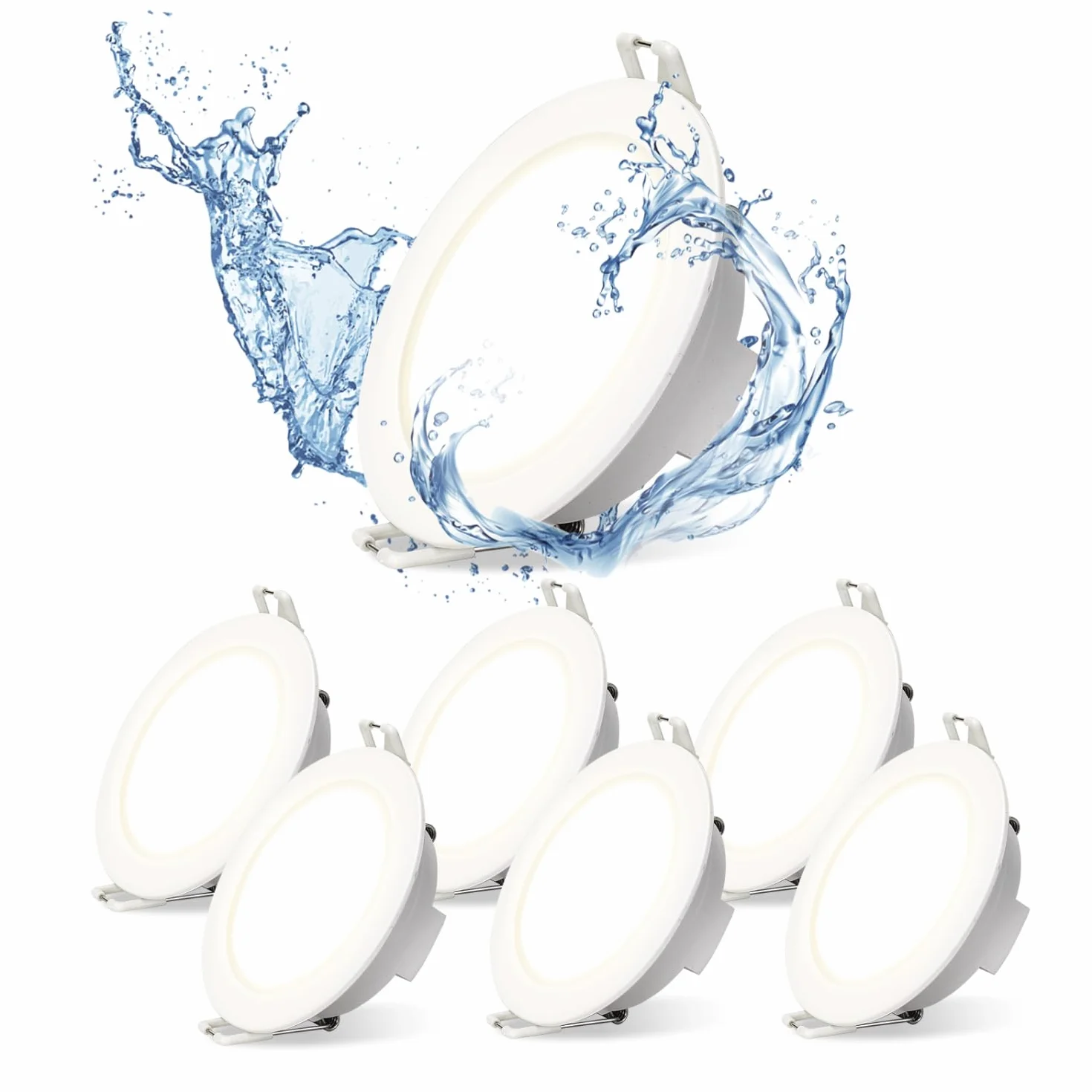 Aigostar LED Downlight wpuszczany w sufit 4,8 W IP65 wodoodporny 4000 K naturalne światło bardzo płaski biały ø87*H35 mm 6 szt.