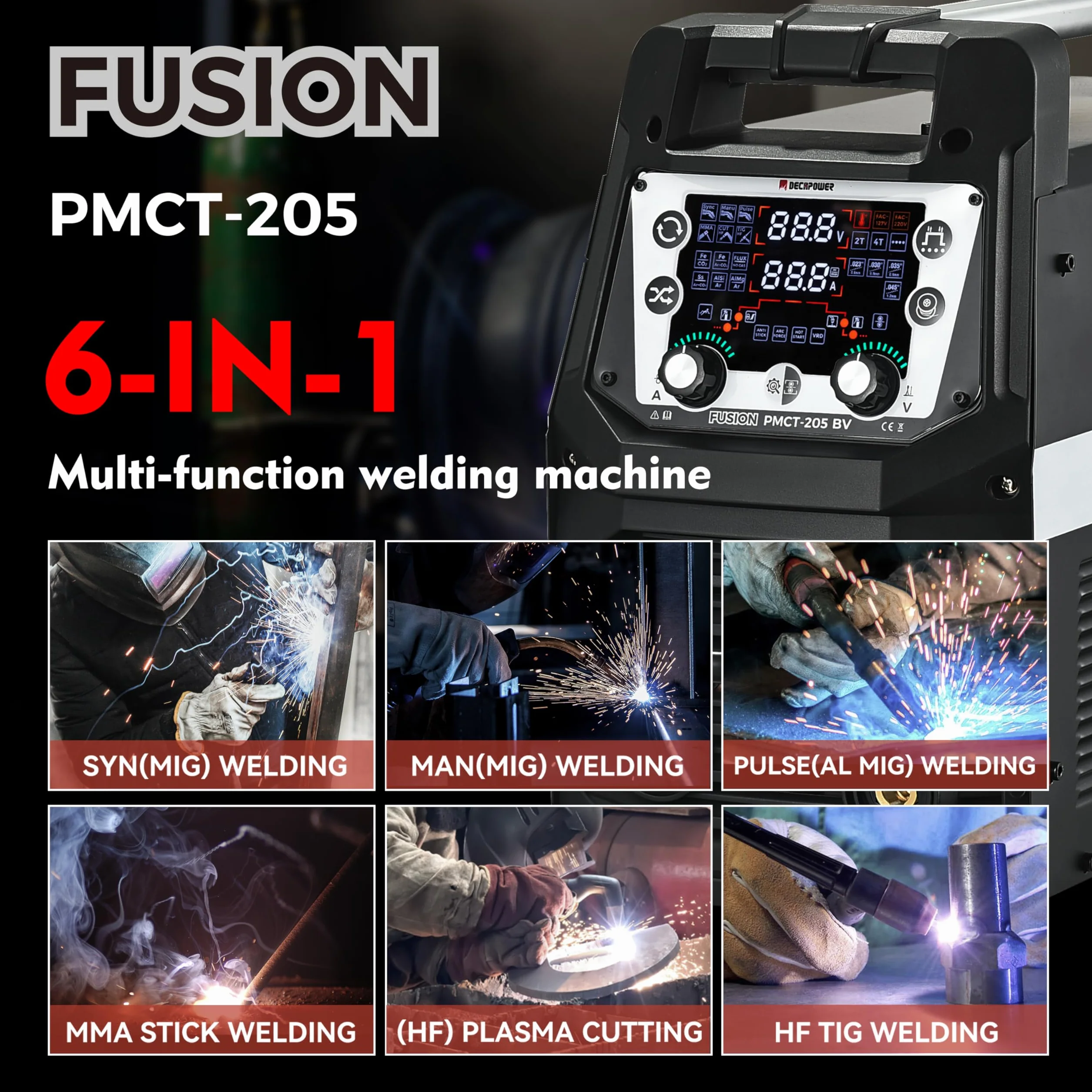 Decapower Multi Procede 200A 6 w 1 Spawarka MIG MAG Pulse MMA HF TIG Przecinarka plazmowa