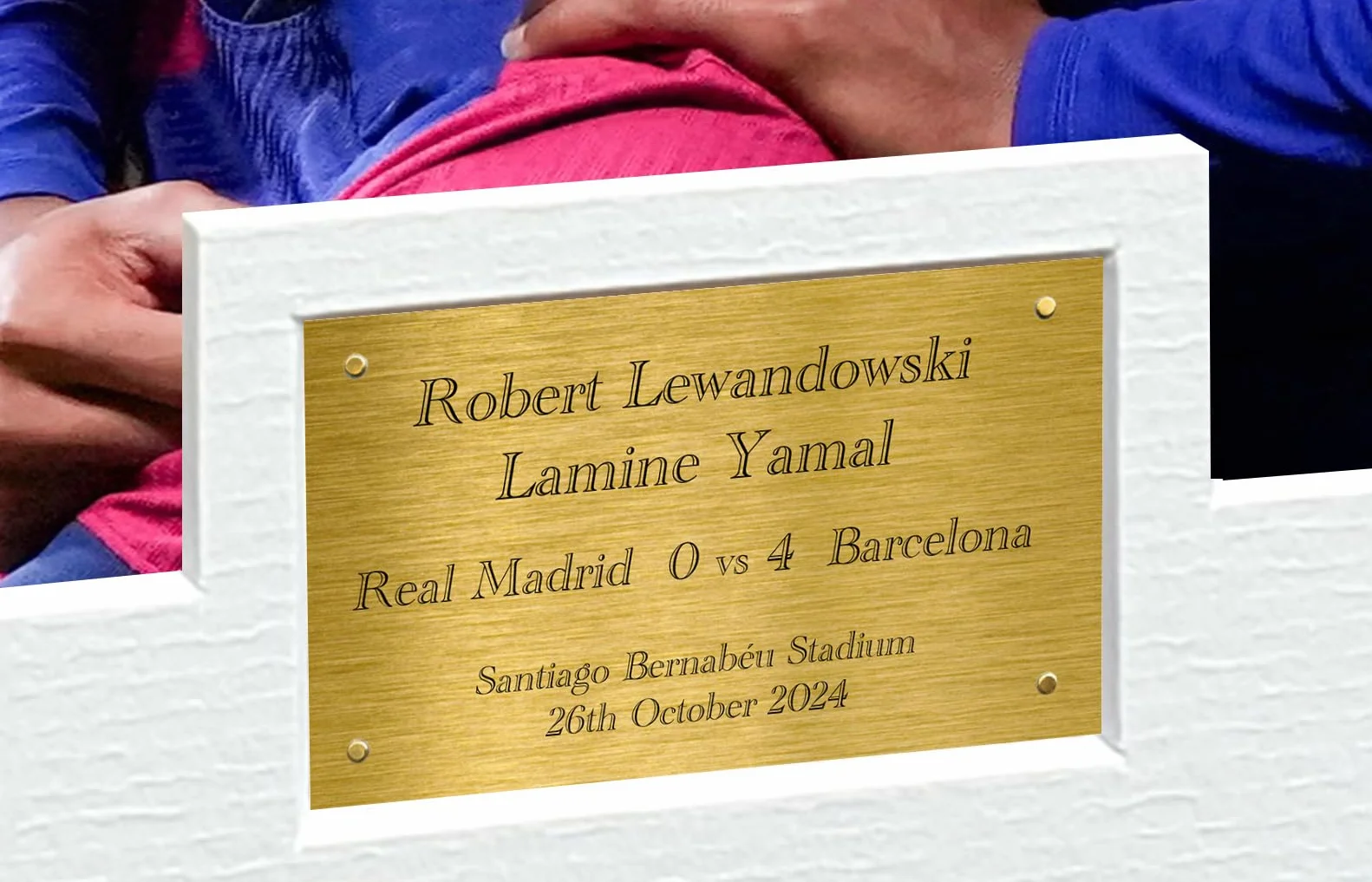 12 x 8 A4 podpisany Robert Lewandowski Lamine Yamal Real Madryt 0 vs 4 Barcelona z autografem podpisany podpis zdjęcie zdjęcie ramka piłka nożna plakat prezent