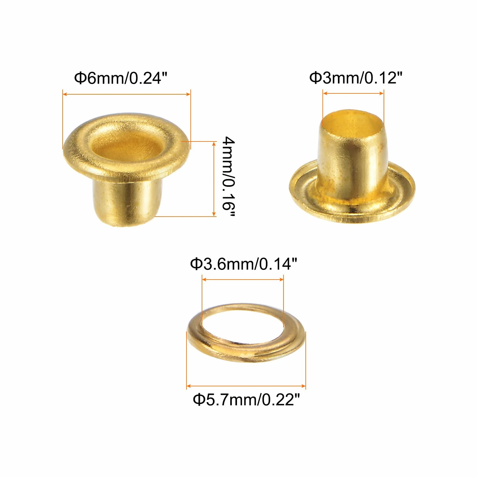Zestaw oczek metalowych 3 mm 1/8 cala złoty odcień 300-częściowy do butów ubrań pasków DIY
