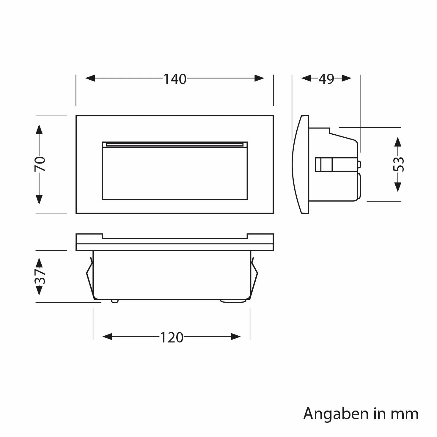 ledscom.de Lampa ścienna wpuszczana LED ZIBAL, downlight IP65 140x70mm 3,3W 209lm ciepła biel