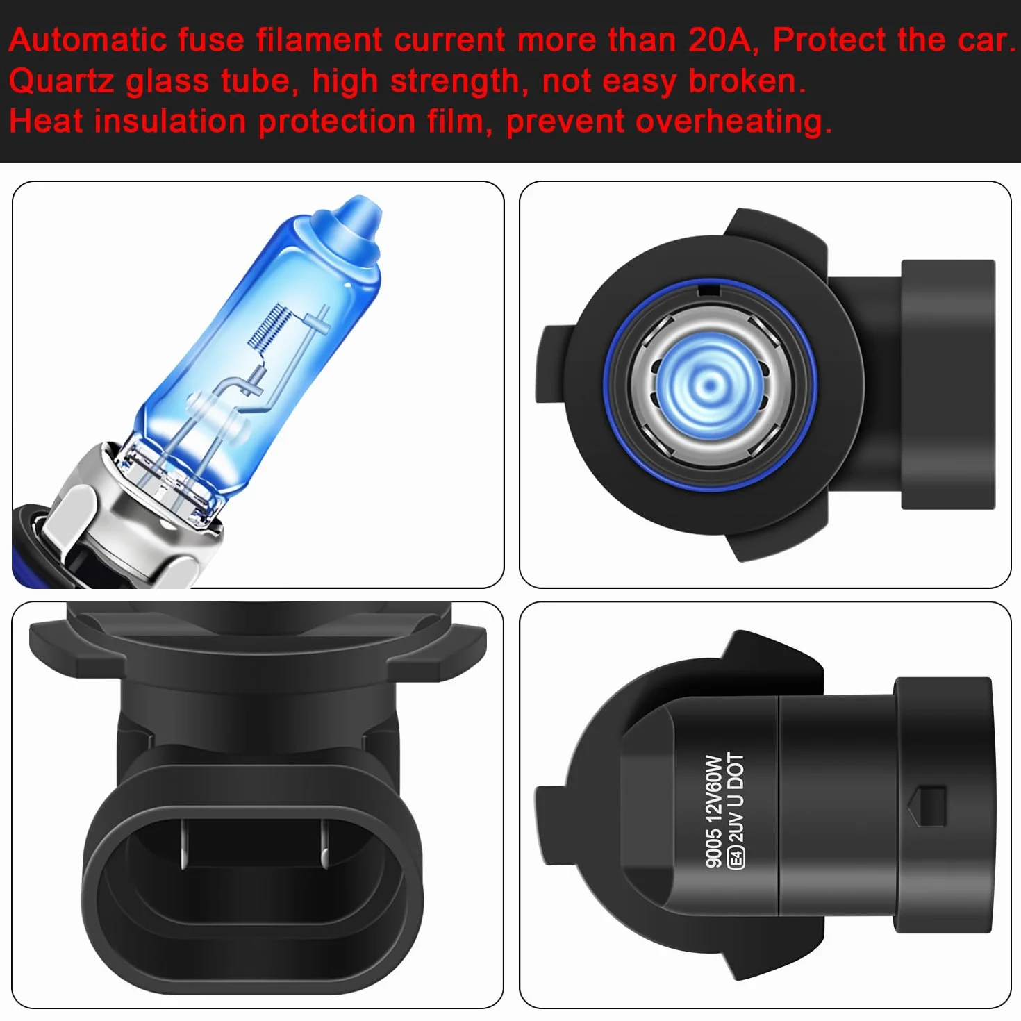 WinPower HB3 9005 halogenowe żarówki 60W 5000K ciepła biała 12V Auto światła przeciwmgielne 2 sztuki
