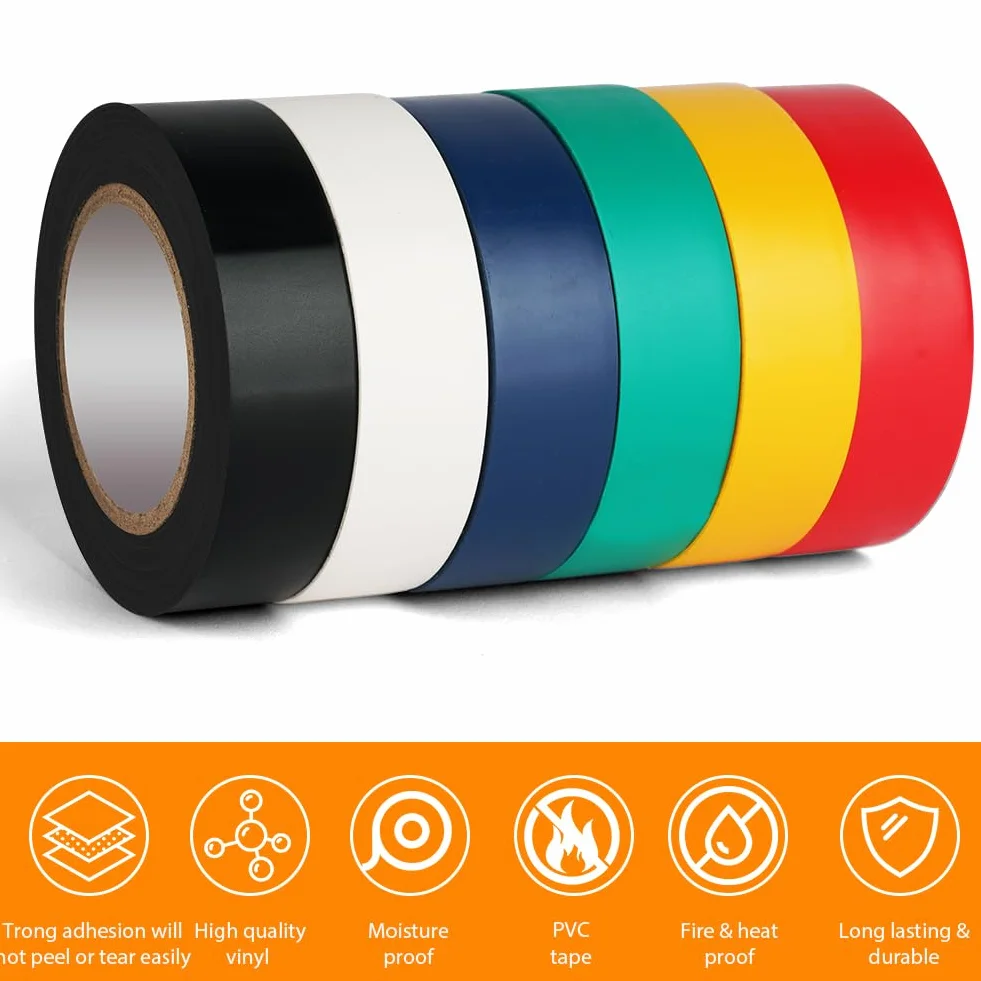 OFFCUP Elektryczna taśma izolacyjna, 6 szt., 19 mm x 20 m, PVC, czerwona