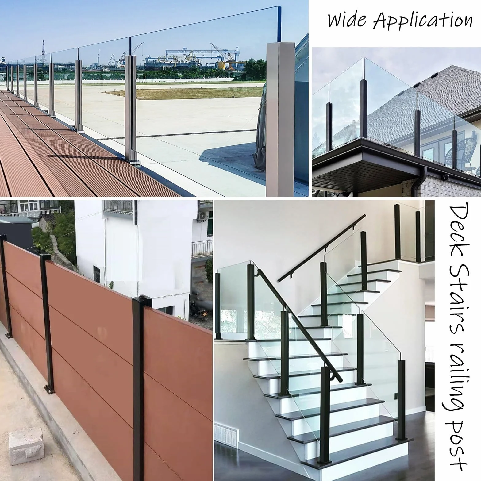 Zestaw bezramowych balustrad szklanych 8 10 mm hartowane panele na taras z poręczą srebrną 95 cm
