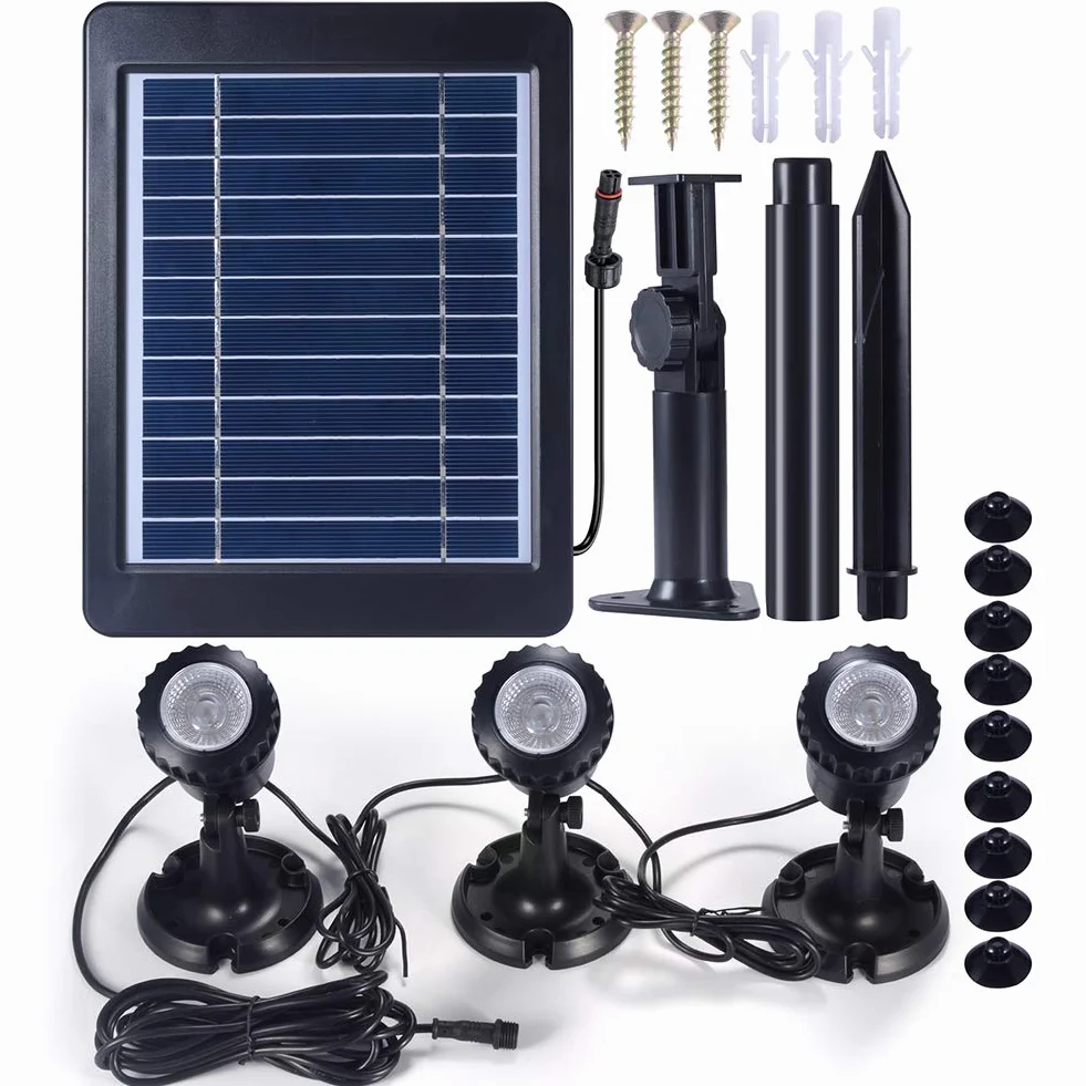 PChero Solarne oświetlenie stawowe zanurzalna lampa IP68 do stawu ogrodu