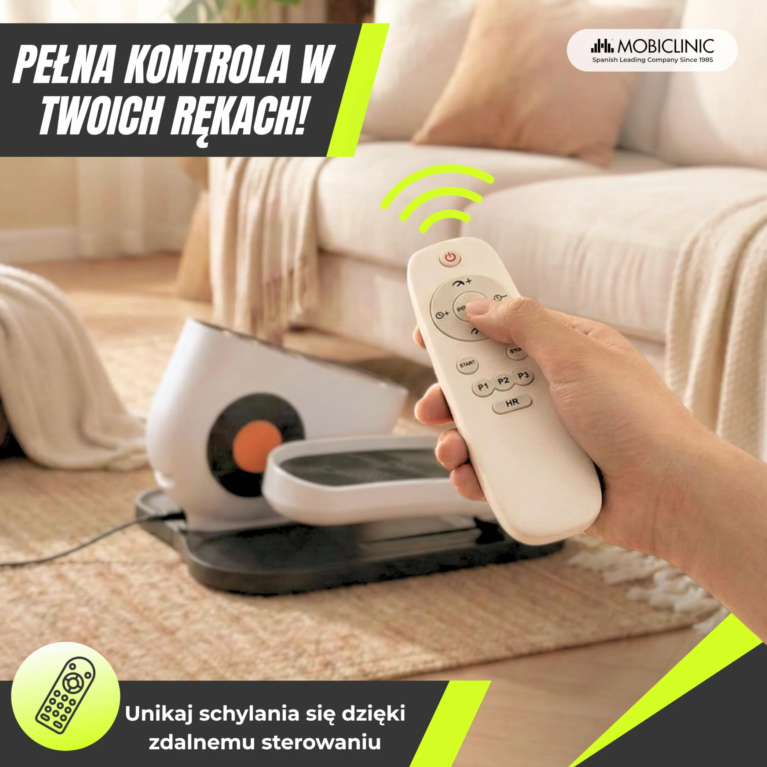 Mobiclinic®, Mini elektryczny Orbitrek, Tryb Manualny i Automatyczny, Wyświetlacz LED, Pilot Zdalnego Sterowania, 10 Prędkości, Pedałowanie Dwukierunkowe, Antypoślizgowy, do Domu i Biura, Mobidal