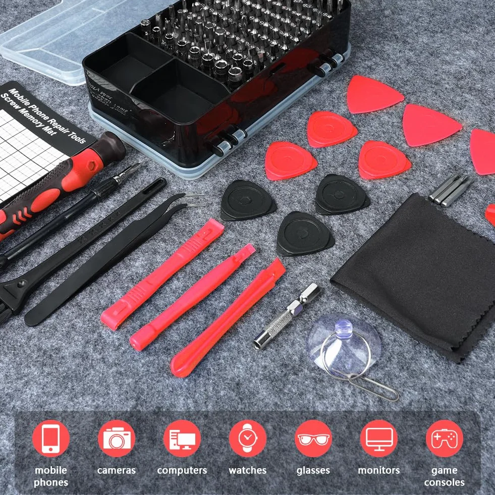 Profesjonalny zestaw wkrętaków 124 w 1 magnetyczny do naprawy okularów zegarka elektroniki PS4