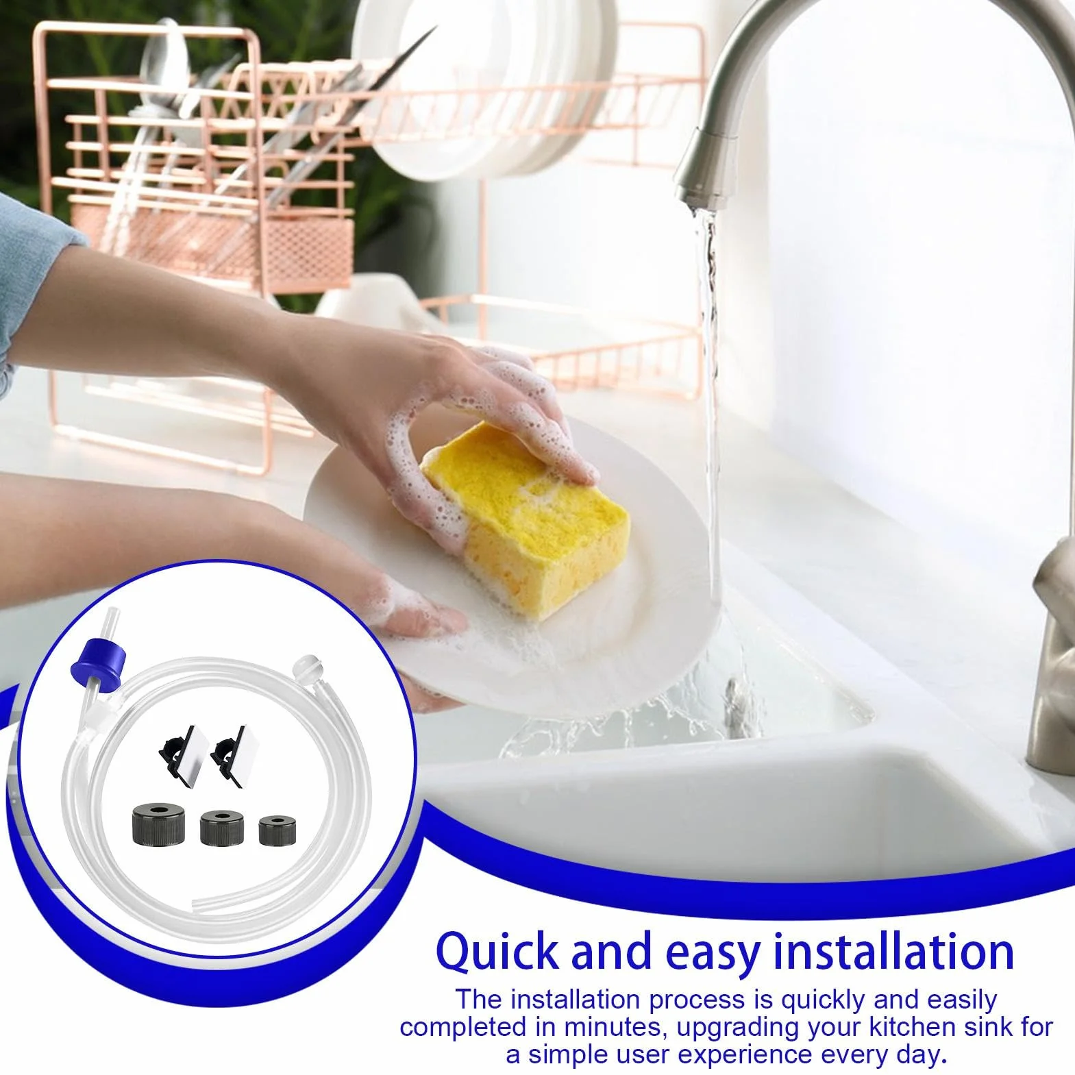 Sink Soap Dispenser Tube Kit with Check Valve, 12.9/10.9/3.7 Inches, Soft Flexible Tube, White