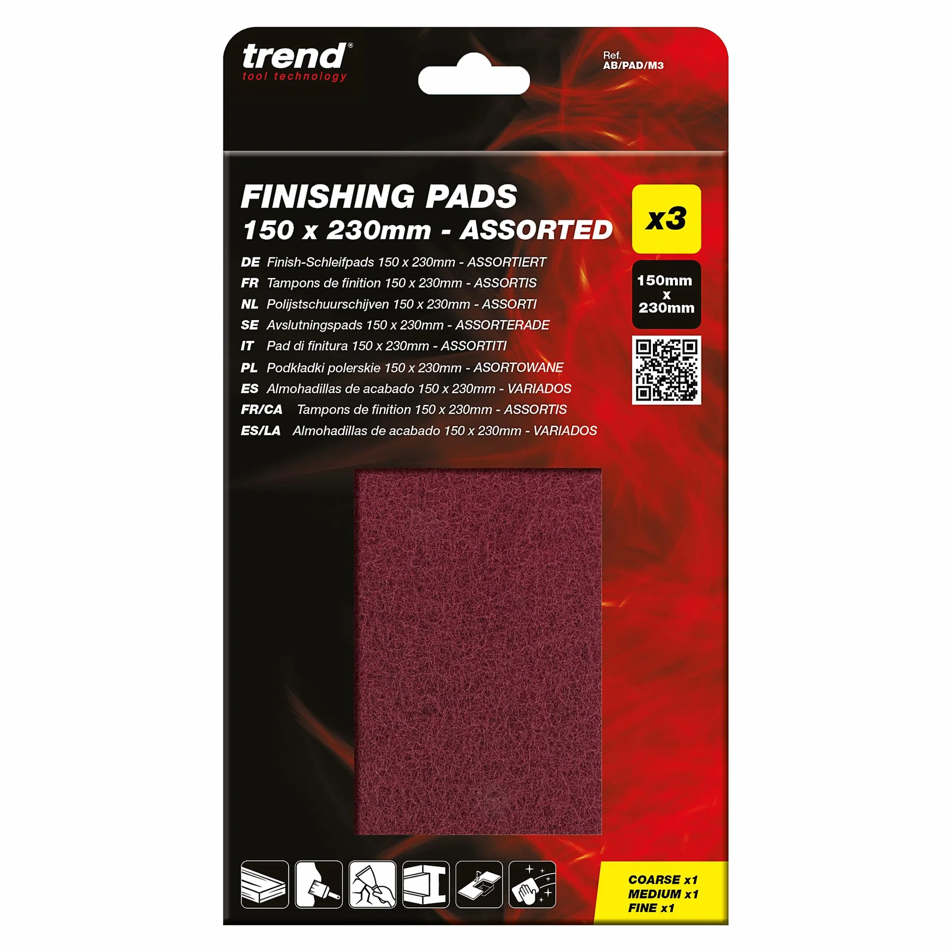 Trend Elastyczne Pady Ścierne 150x230 mm Mieszane Gradacje 3 sztuki
