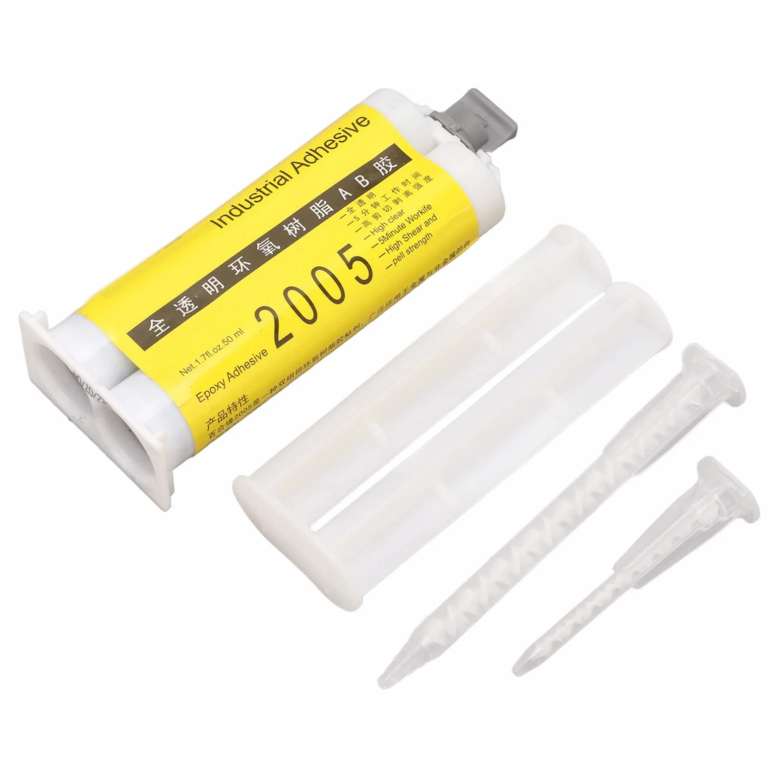 Klej AB Żywica 50 ml Wysoka lepkość Przezroczysty Czas utwardzania 5 min Klejenie Metal Ceramika Drewno Szkło Plastik