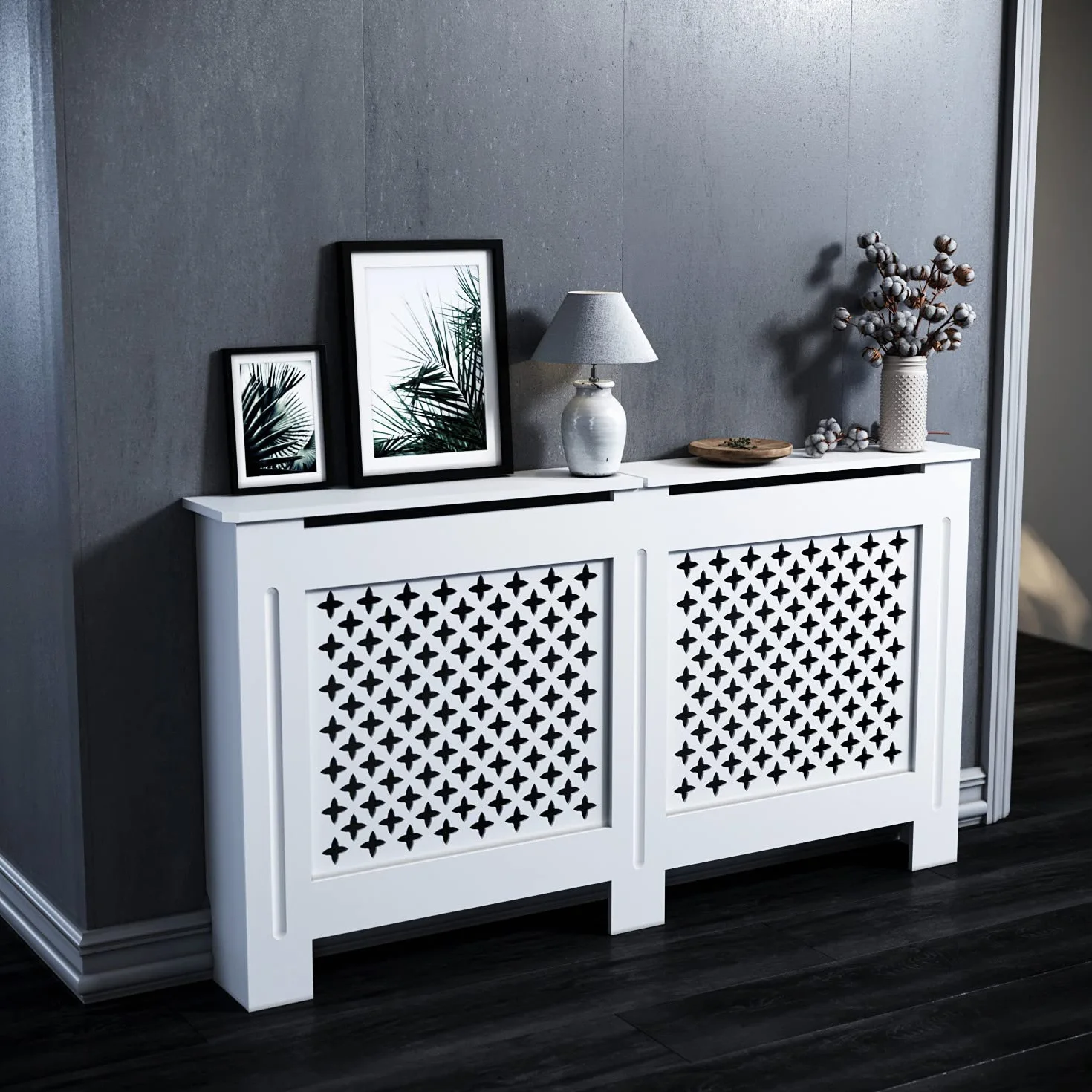 ELEGANT Okładzina do grzejnika 152x19x81.5cm Biała Lakierowana GRCC15W